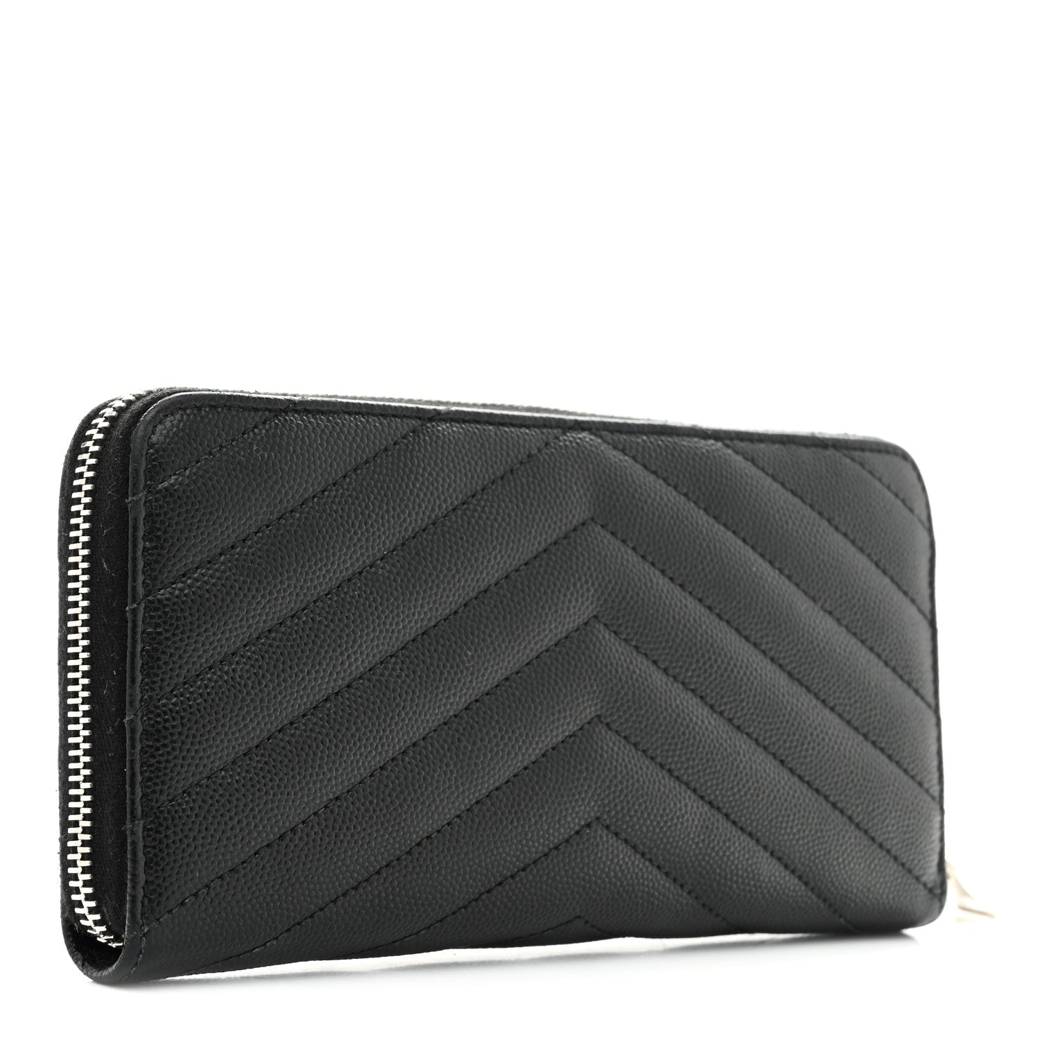Grain De Poudre Matelasse Chevron Monogram Zip Around Wallet Black