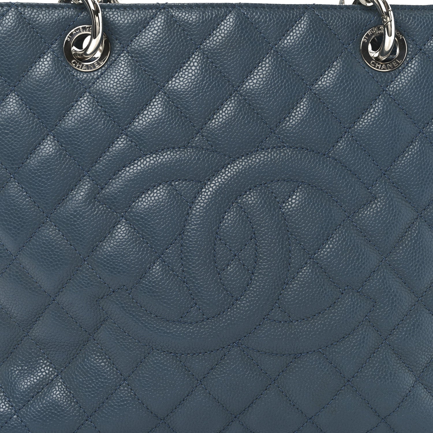 Caviar Quilted Grand Shopping Tote GST Dark Blue