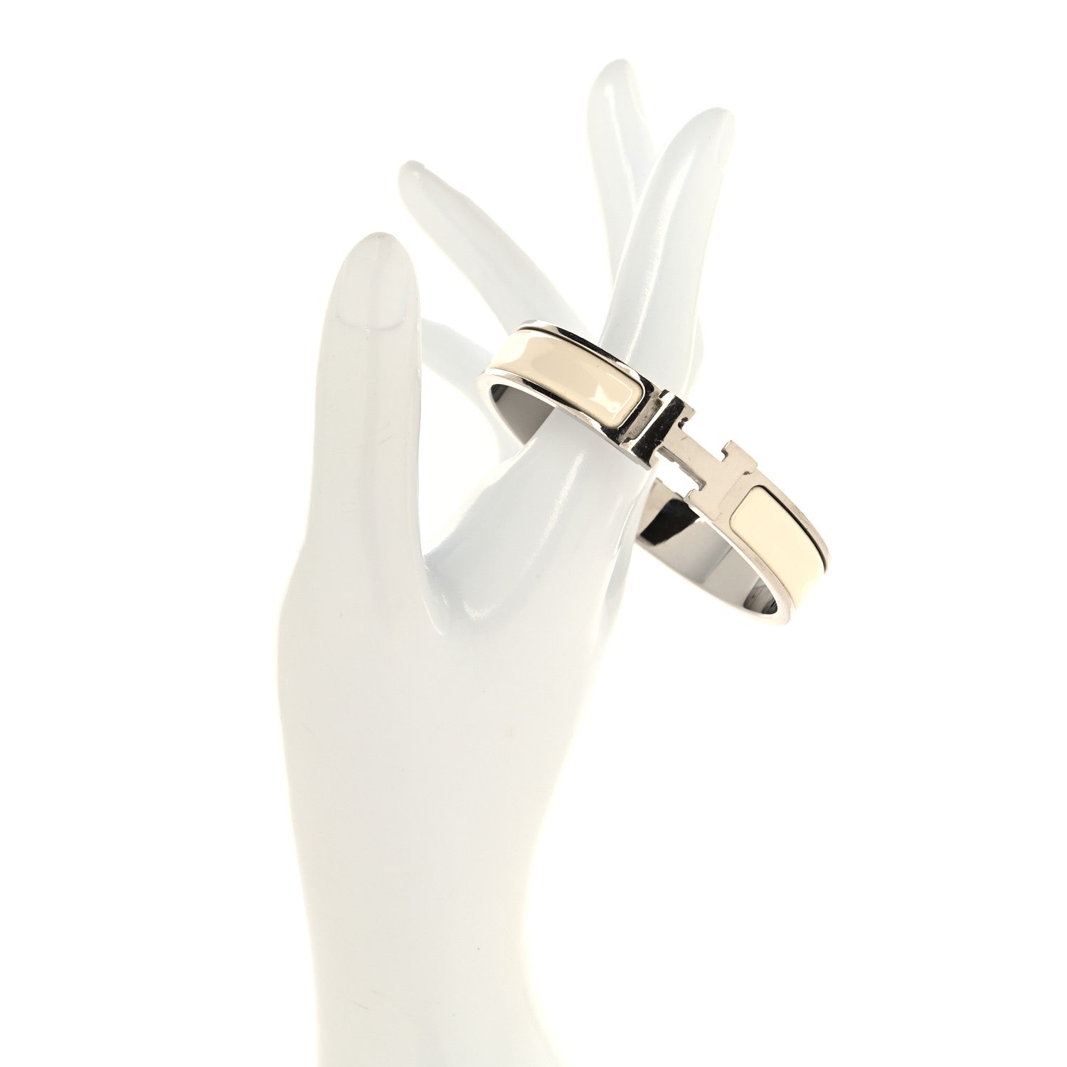 Enamel Narrow Clic Clac H Bracelet PM White