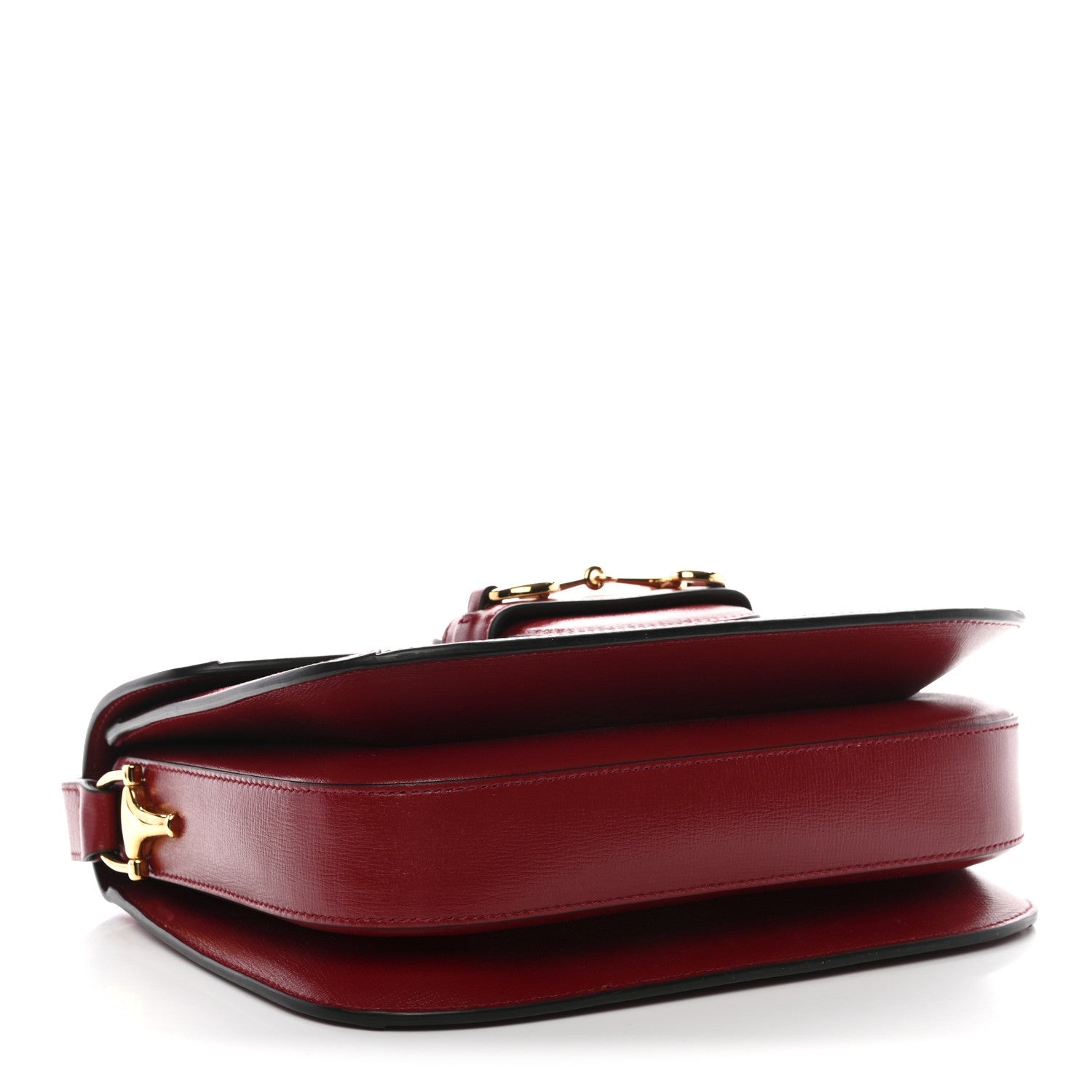 GG Supreme Monogram Azalea Calfskin Horsebit 1955 Shoulder Bag Beige Ebony New Cherry Red