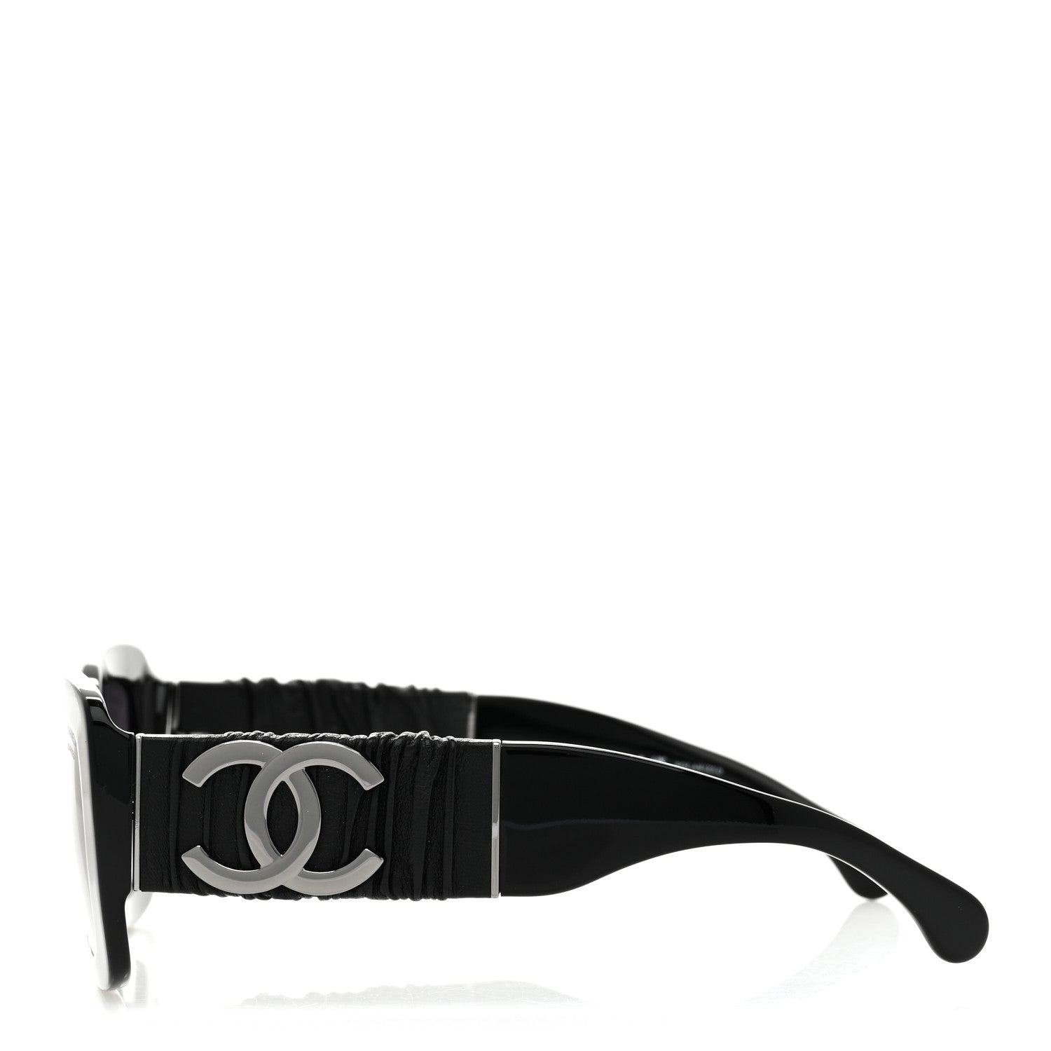 Acetate Calfskin Polarized Square Sunglasses 5473-Q Black