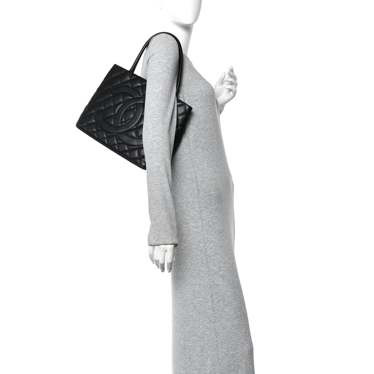 Caviar Quilted Medallion Tote Black