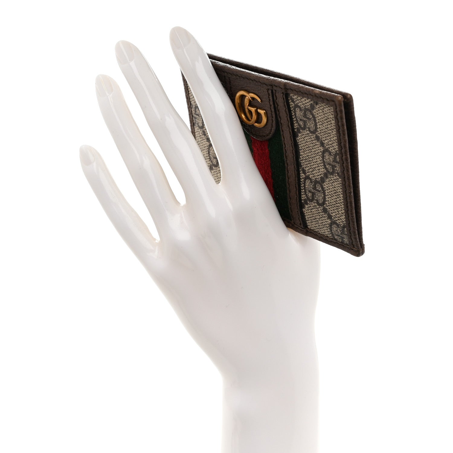 GG Supreme Monogram Ophidia Card Holder Brown