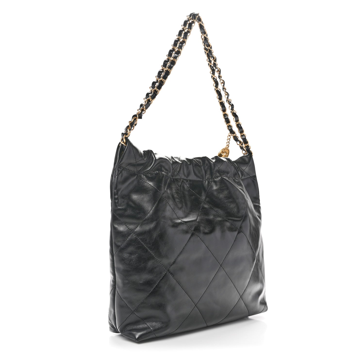 Shiny Calfskin Quilted Small Chanel 22 Black