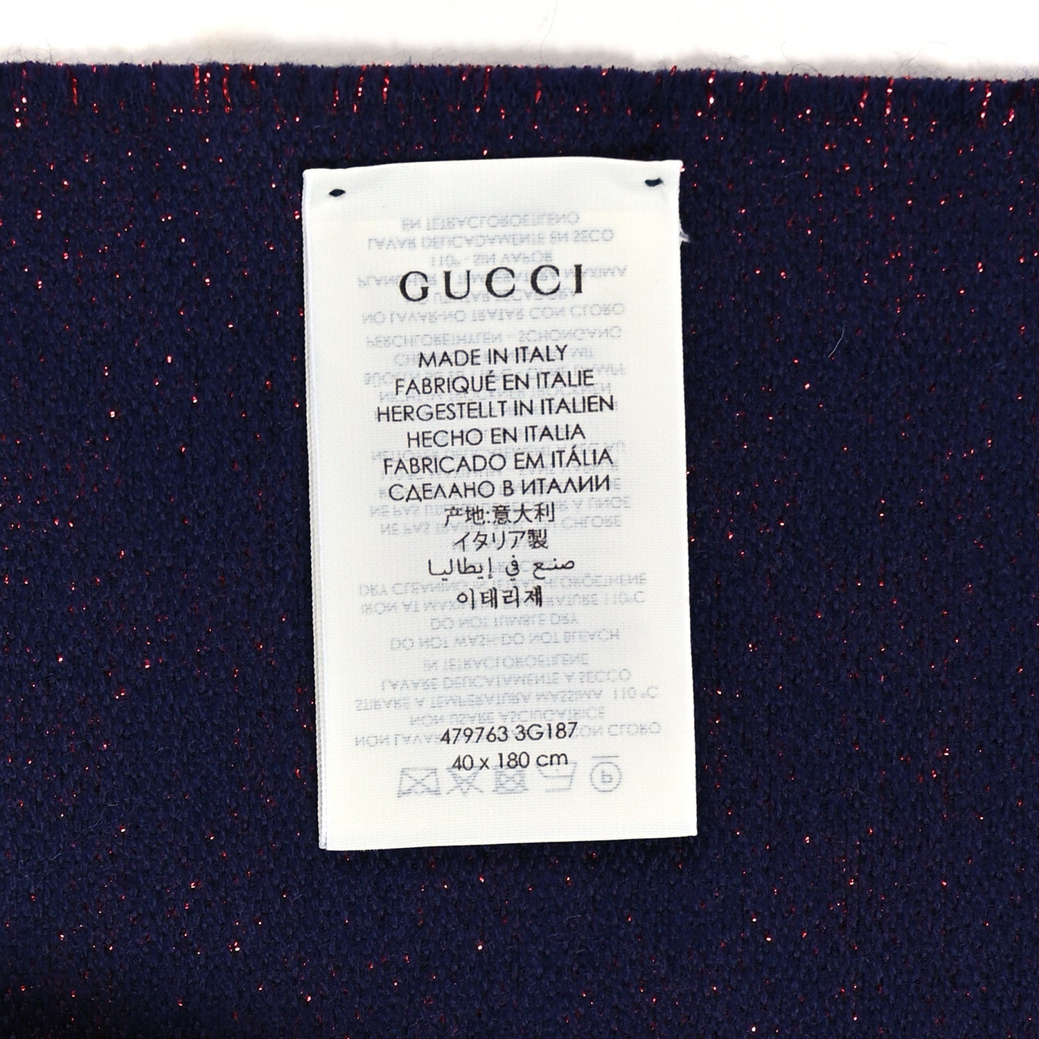 Wool Silk Jacquard GG Monogram Stenix Scarf Navy Red