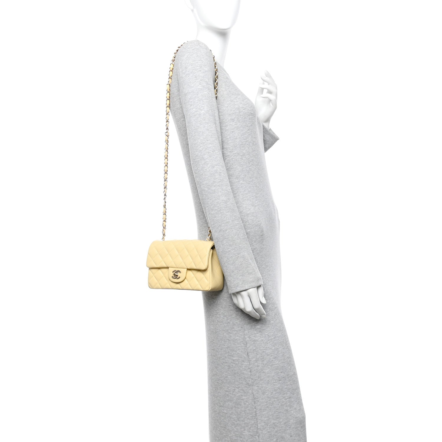 Lambskin Quilted Mini Rectangular Flap Yellow