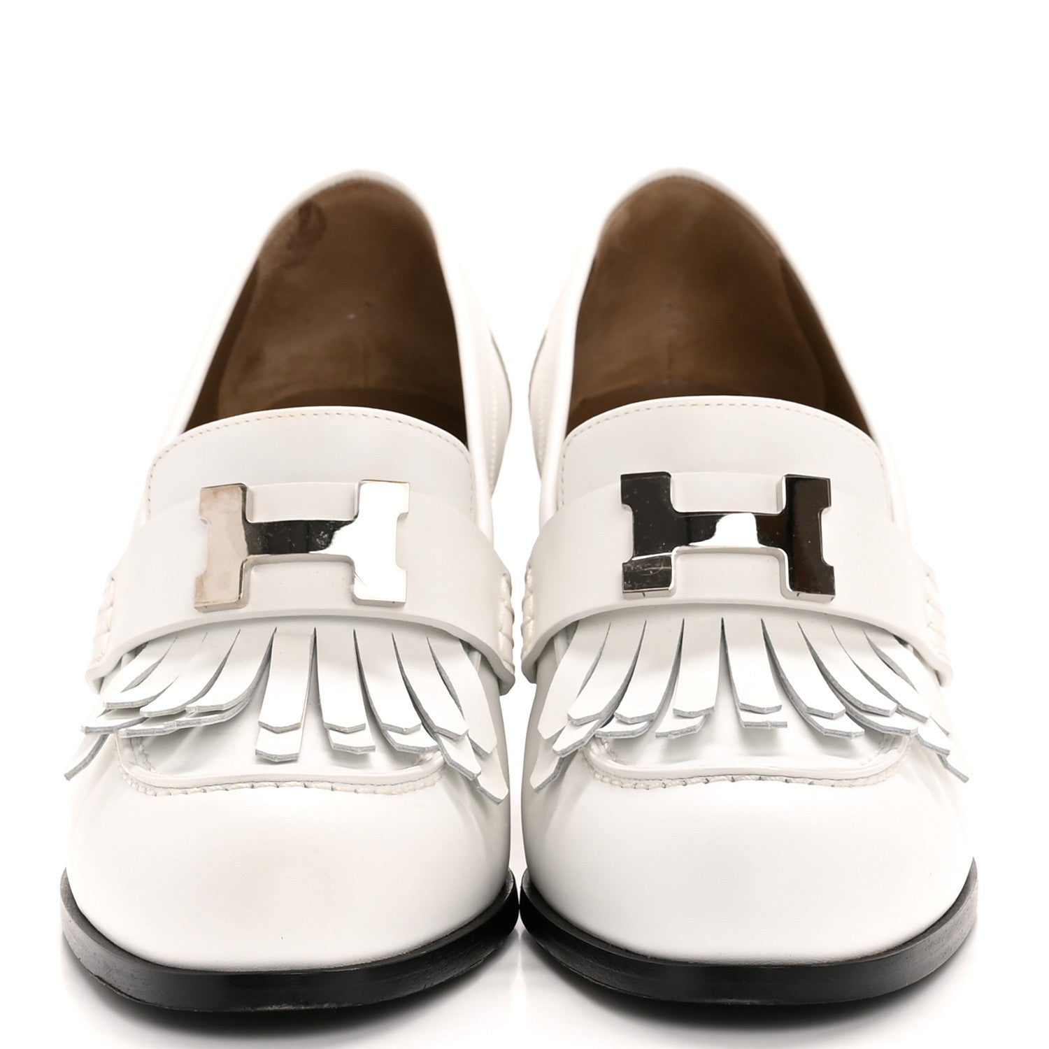Calfskin Womens Elysee 70 Moccasin Loafer Pumps 38 White