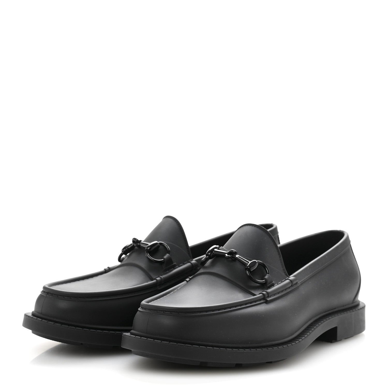 Rubber Enamel Horsebit Mens Loafers 9 Black