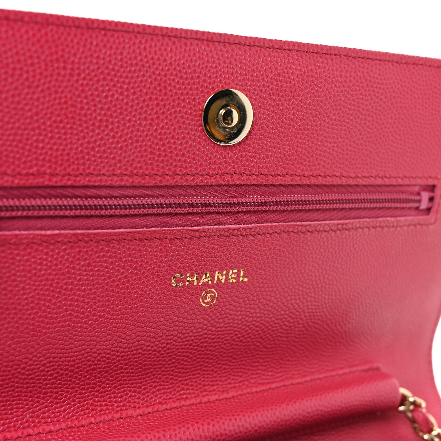 Caviar Quilted Wallet on Chain WOC Dark Pink