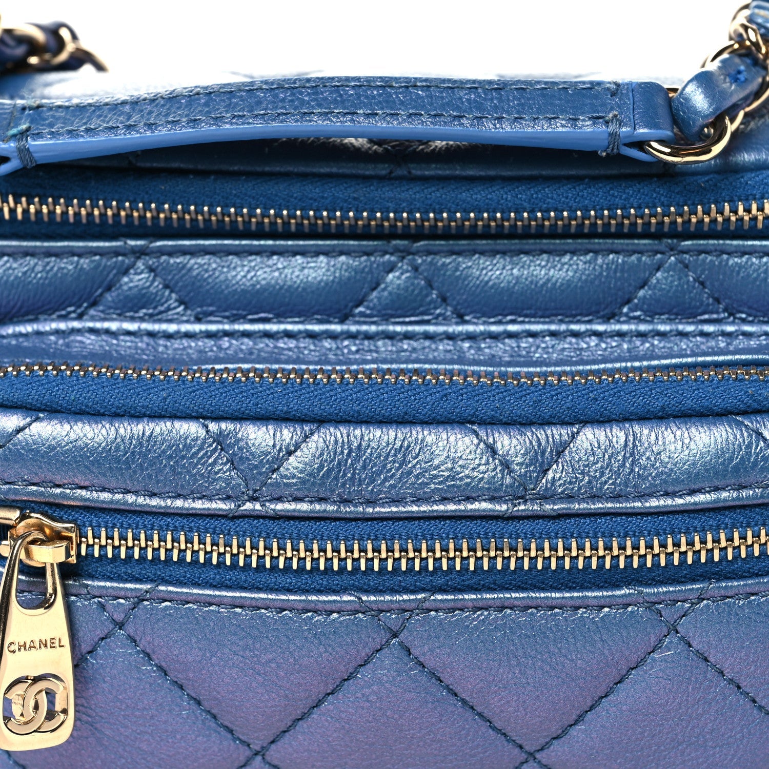 Iridescent Calfskin Quilted All About Waist Belt Bag Dark Blue