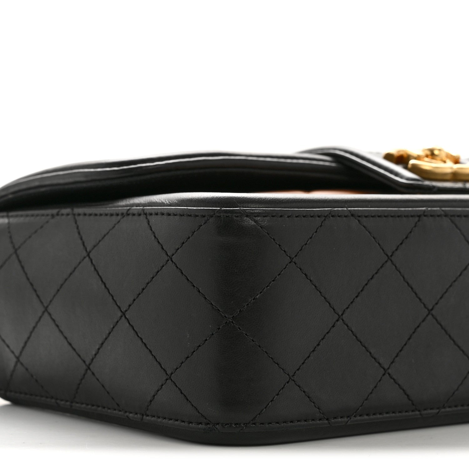 Lambskin Quilted Medium Elegant CC Flap Dark Beige Black