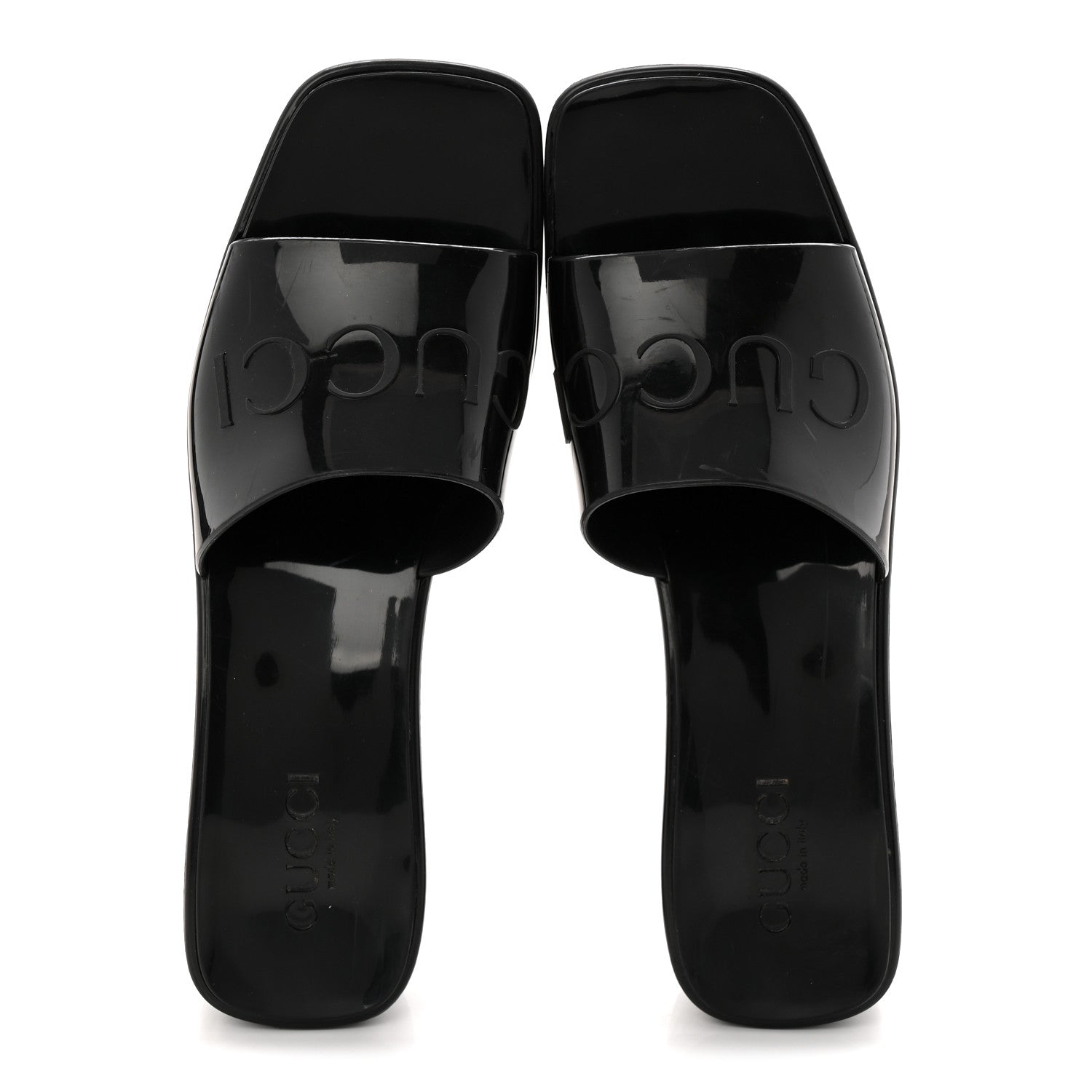 Rubber Gucci Logo Womens Platform 20/60mm Slide Sandals 40 Black