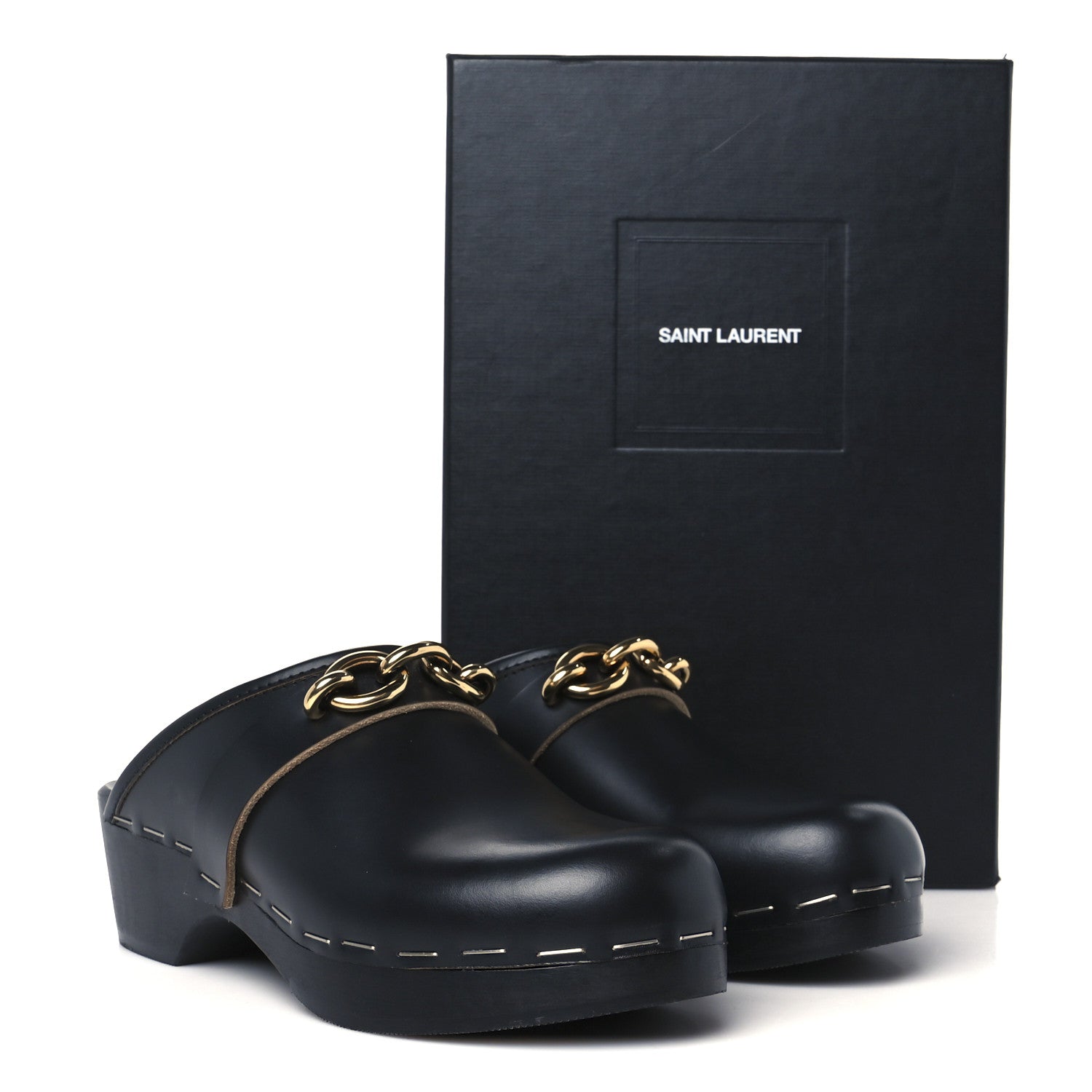Smooth Calfskin Le Maillon Clogs 37 Black