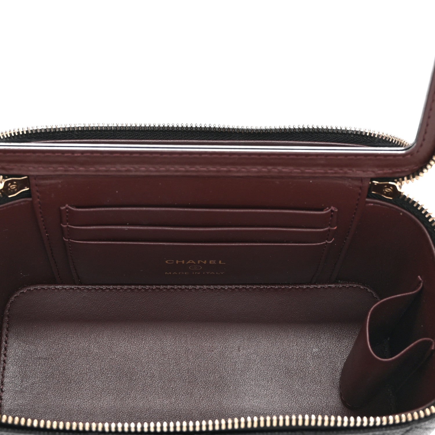 Caviar Quilted Small Vanity Case With Chain Black