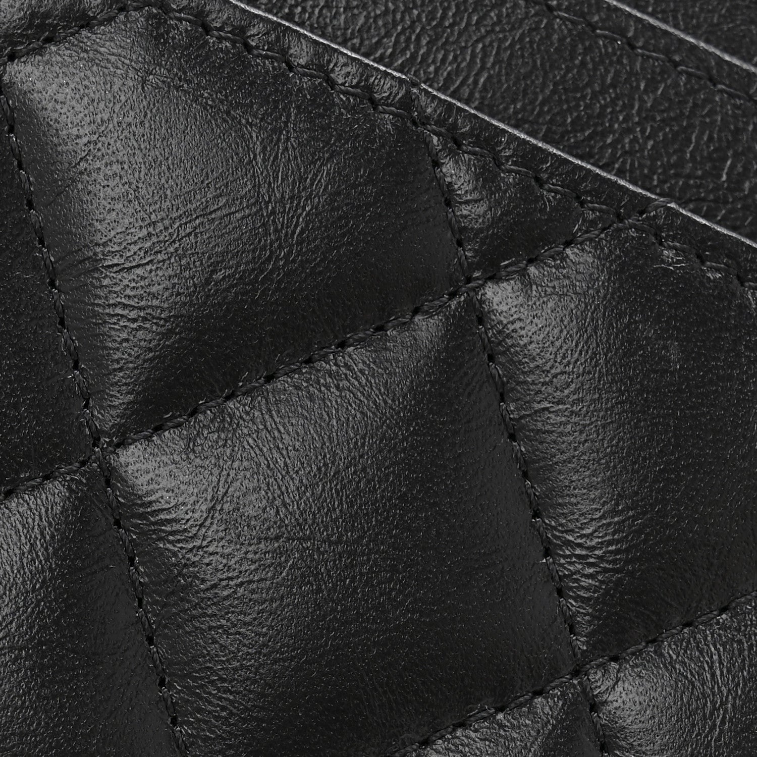 Aged Calfskin Quilted Reissue Card Holder Black