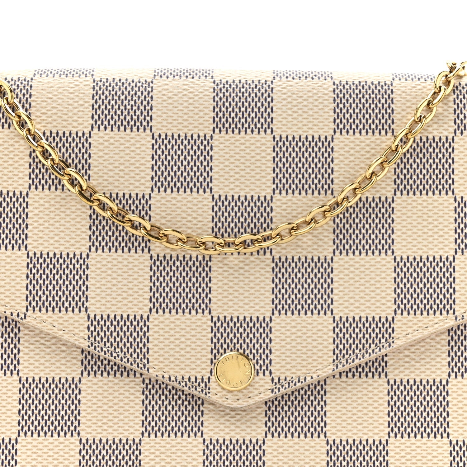 Damier Azur Pochette Felicie Chain Wallet Rose Ballerine