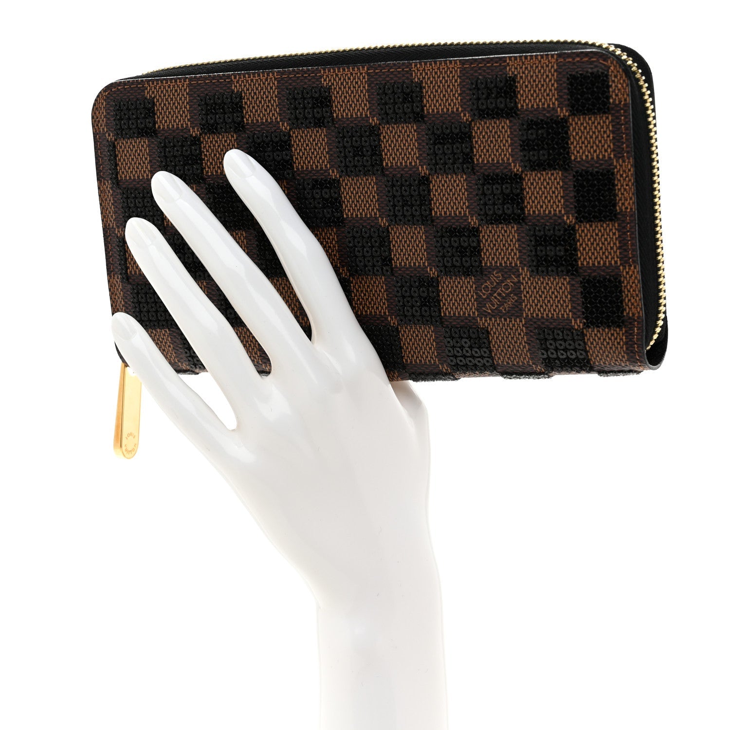 Damier Paillettes Zippy Wallet Black