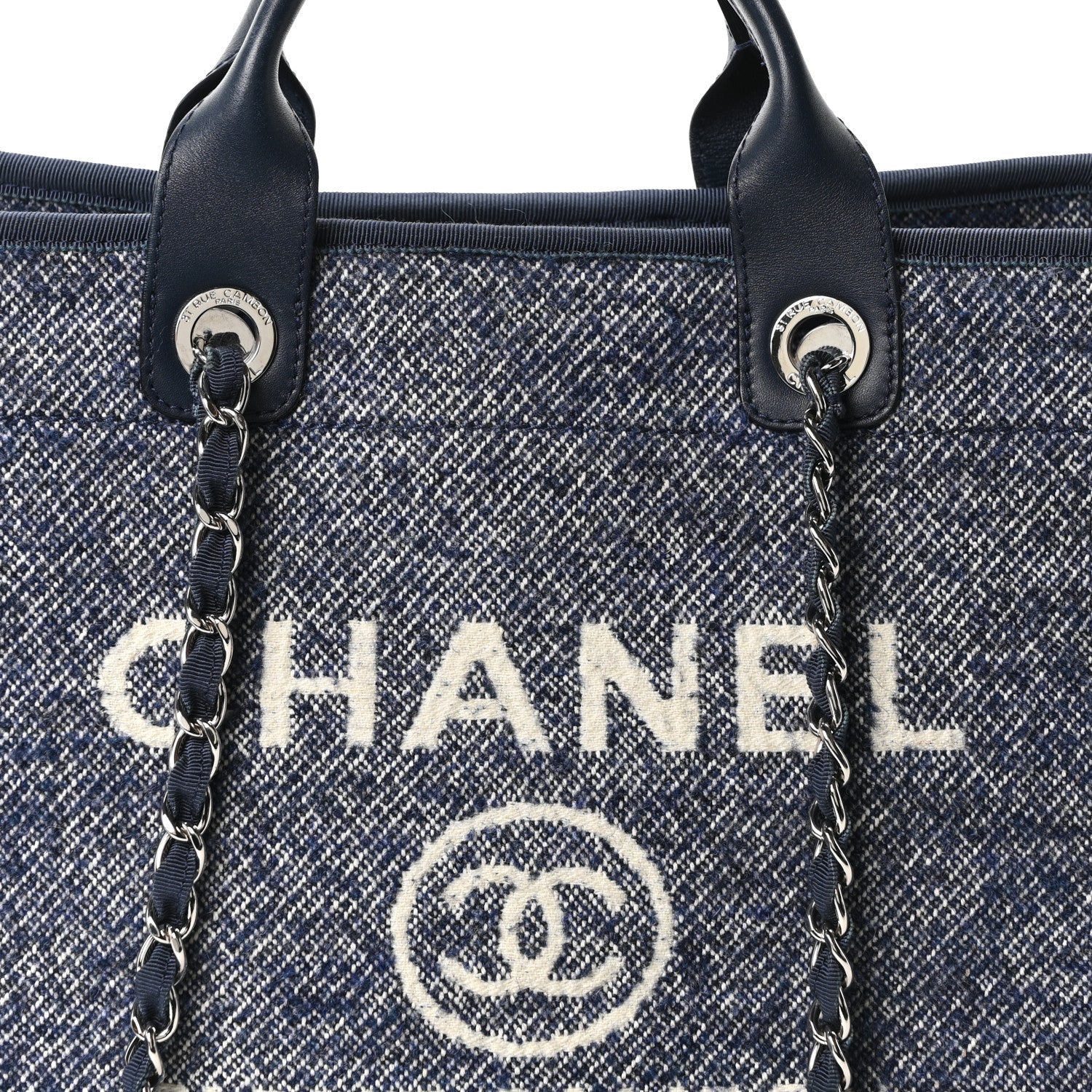 Mixed Fibers Calfskin Medium Deauville Tote Blue