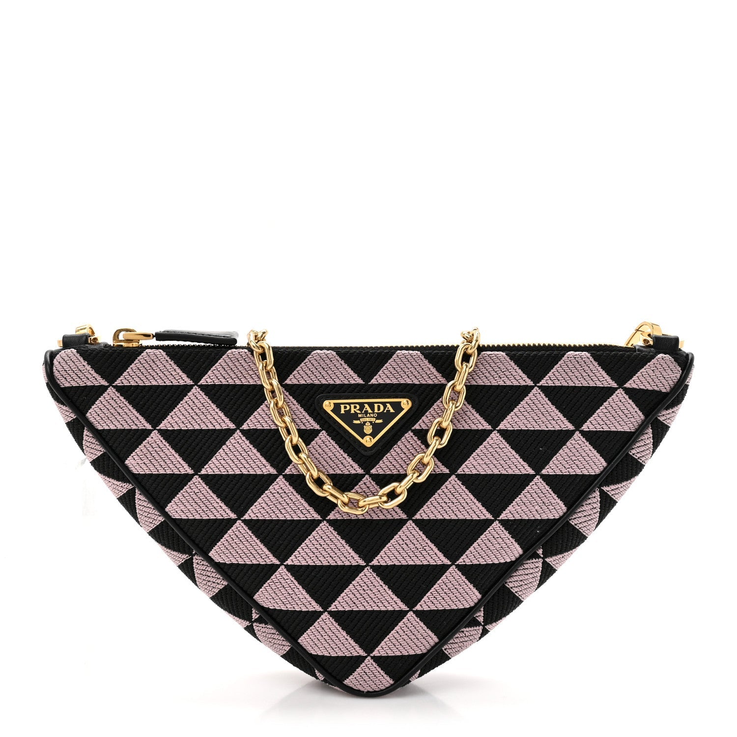 Jacquard Triangolo Symbole Embroidered Mini Triangle Bag Black Alabastro