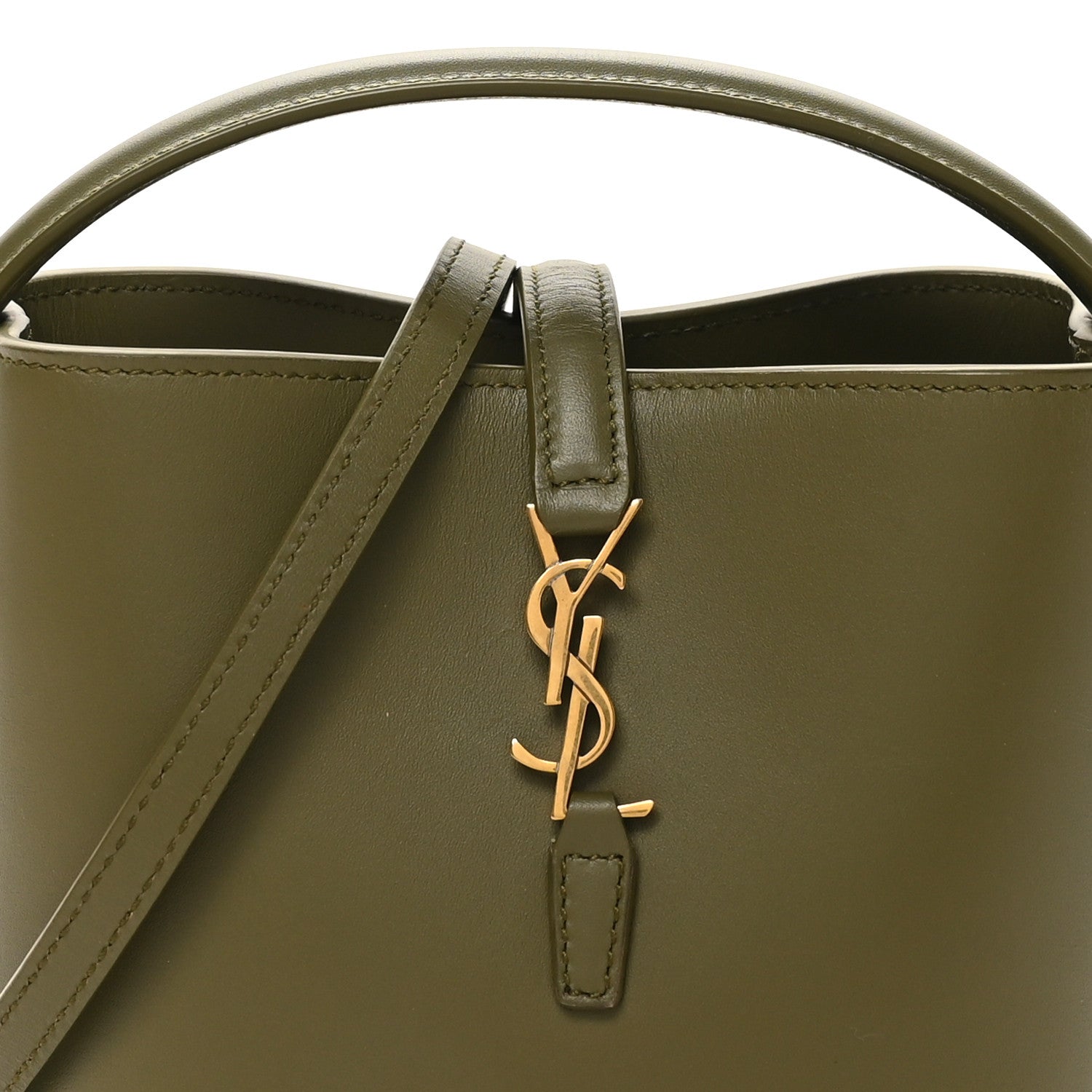 Shiny Calfskin Le 37 Mini Bucket Bag Strong Moss