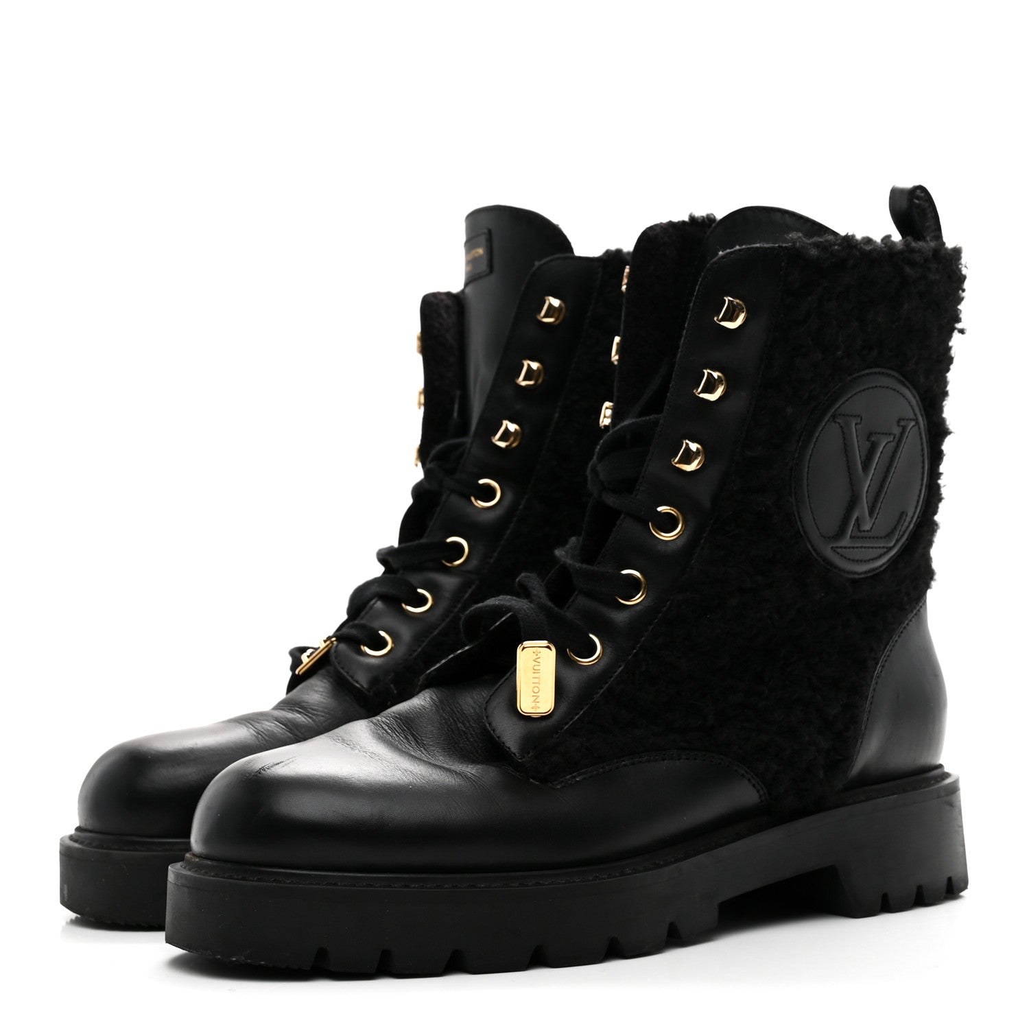 Shearling Calfskin Territory Ranger Combat Boots 41 Black