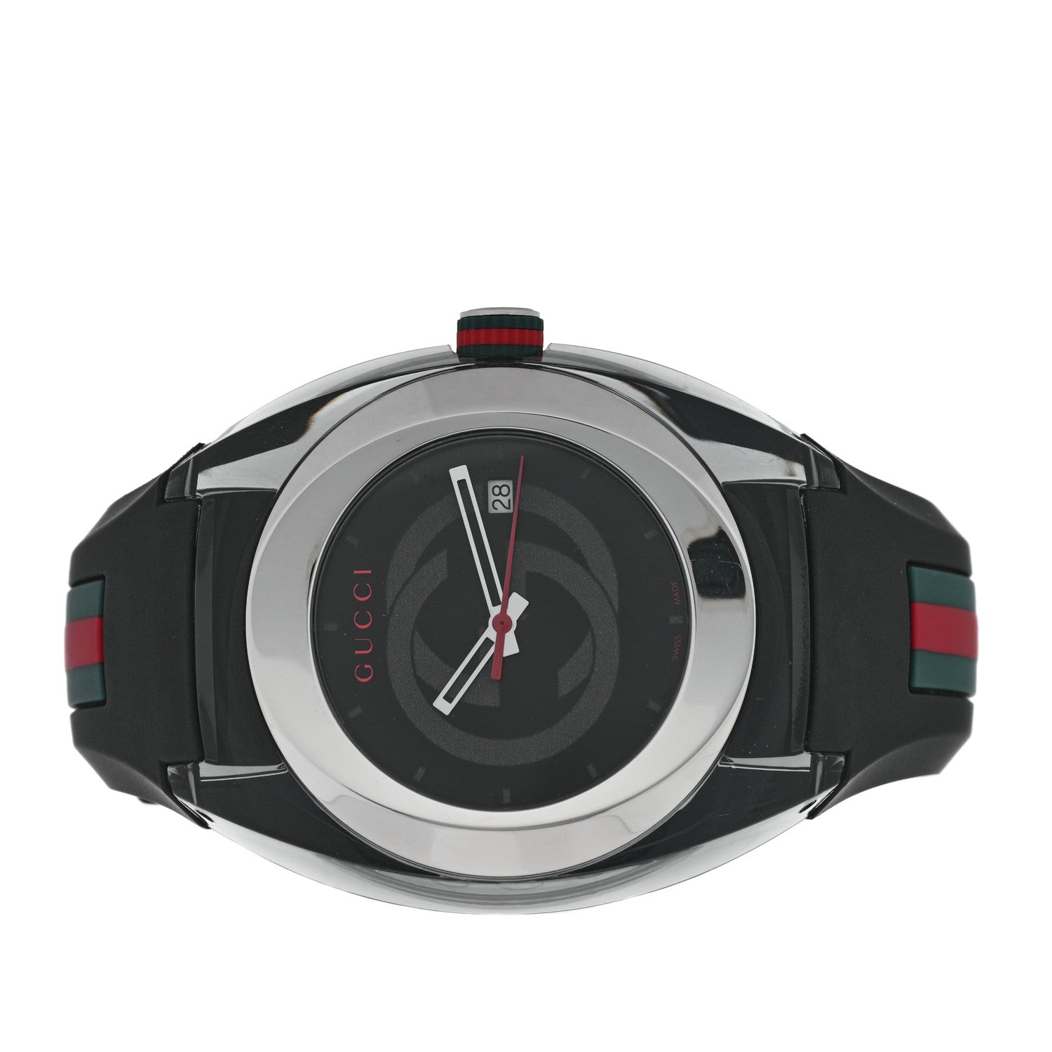 Stainless Steel Rubber 46mm Sync Web Quartz Watch Black