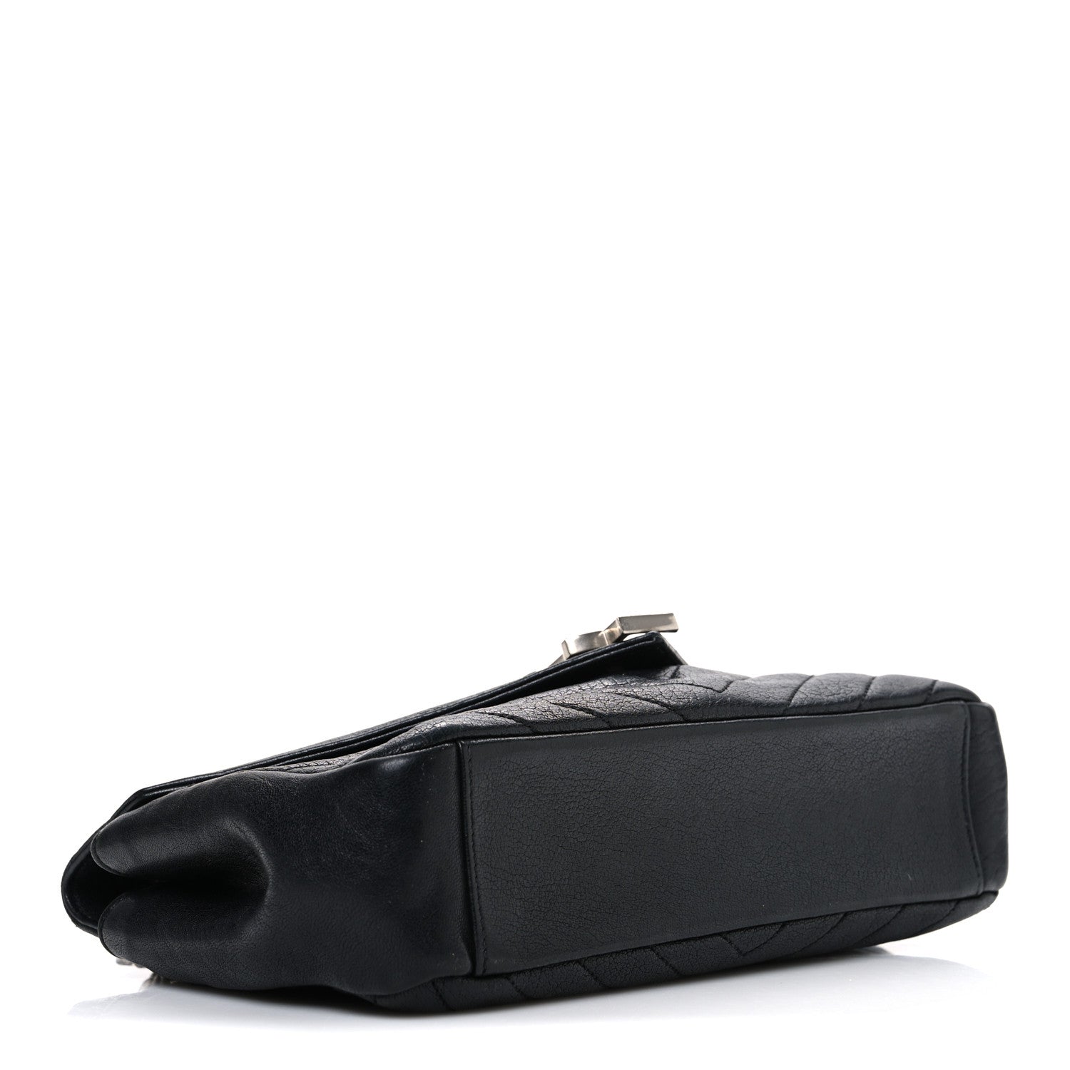 Grained Calfskin Matelasse Chevron Medium Monogram Chain Bag Black