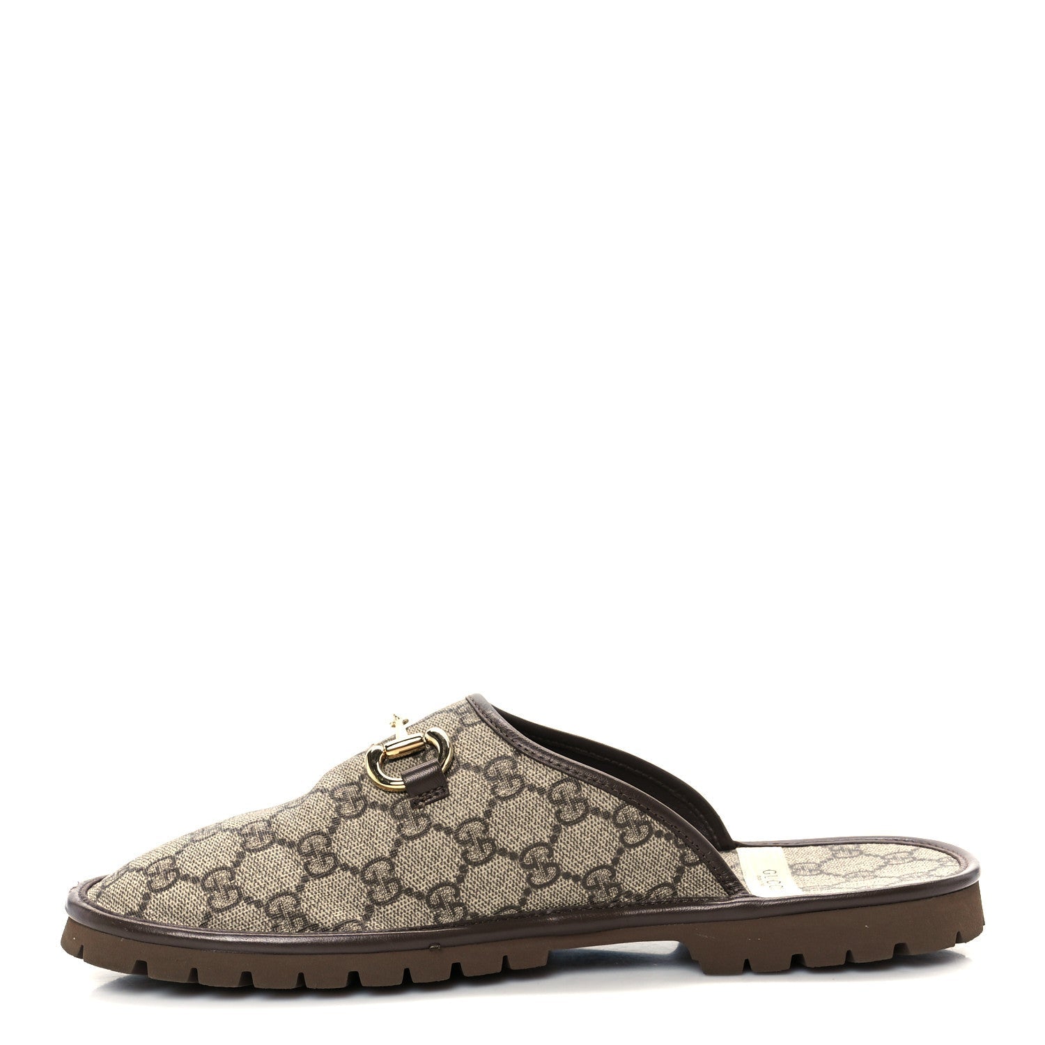 GG Supreme Monogram Miro Soft Calfskin Men's Horsebit Slippers 10 Beige Ebony New Acero