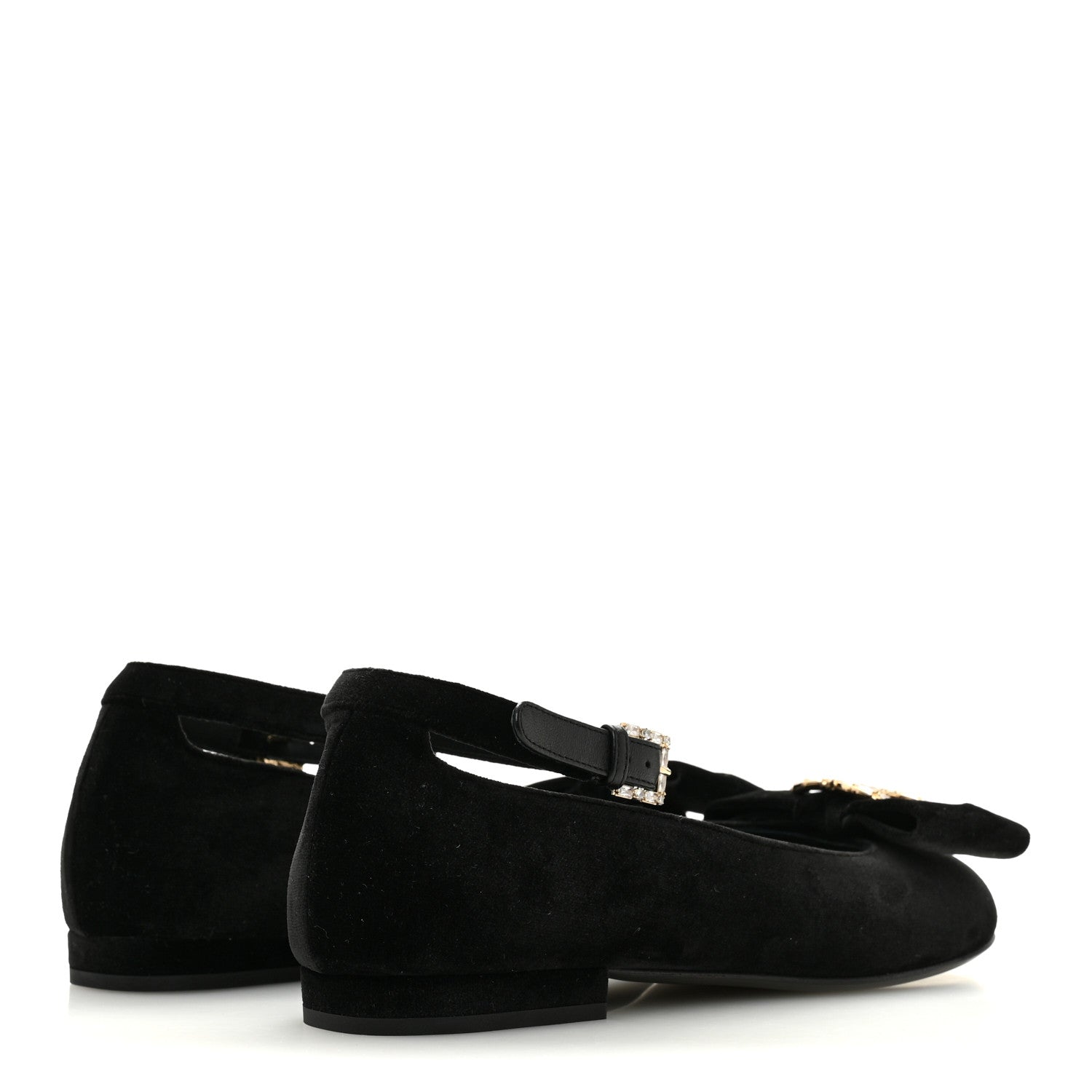 Velvet Strass CC Bow Mary Jane Flats 36 Black