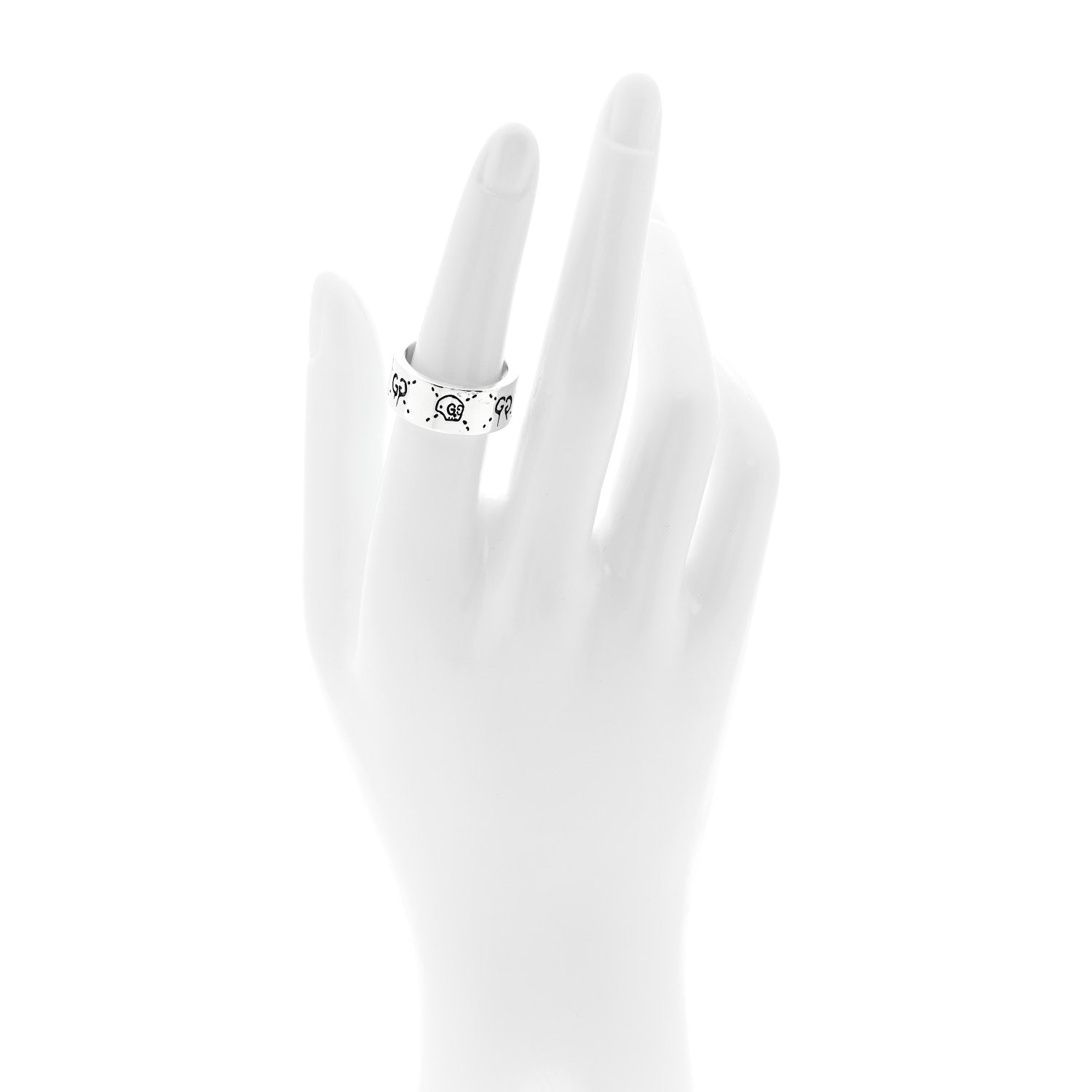 Sterling Silver GucciGhost Hamlet Skull Band Ring 53 6.5