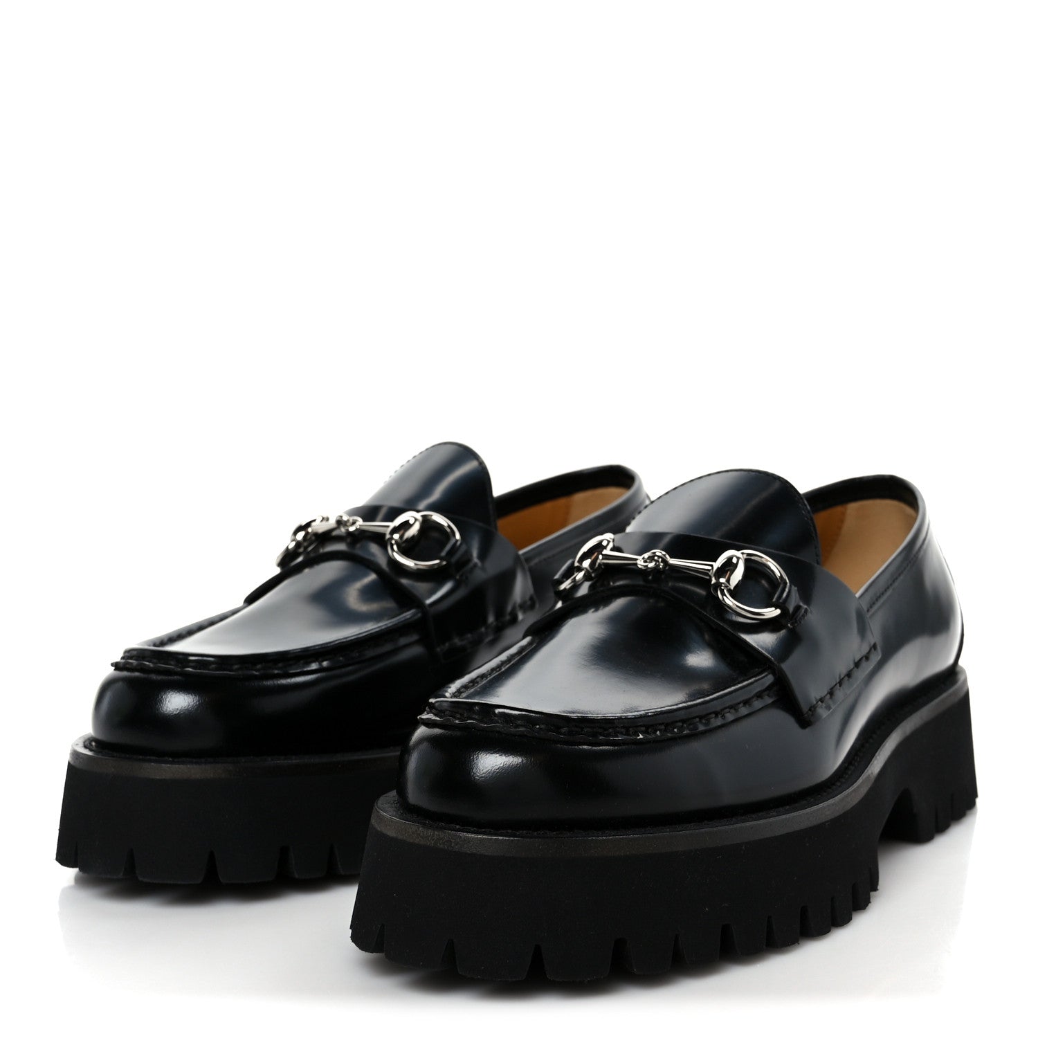 Cordovan Lux Womens Horsebit 45mm Platform Loafers 38 Black