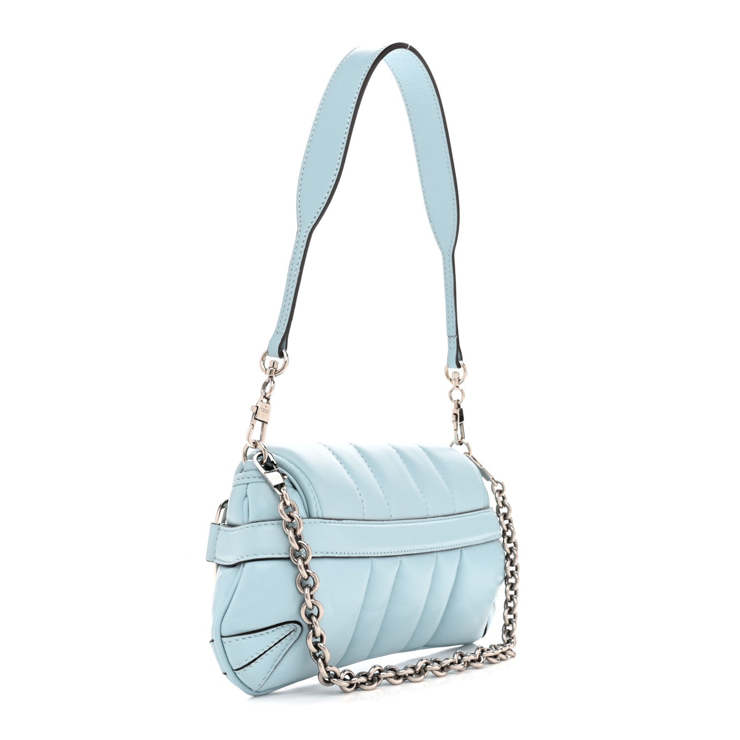 Nappa Vertical Matelasse Small Maxi Horsebit Chain Shoulder Bag Crystal Snow