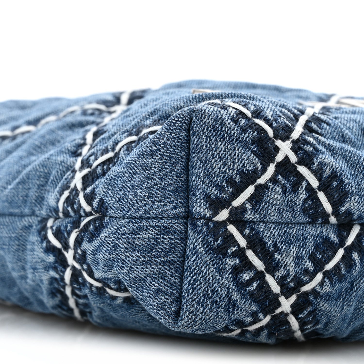 Denim Stitched Quilted Mini Chanel 22 Blue