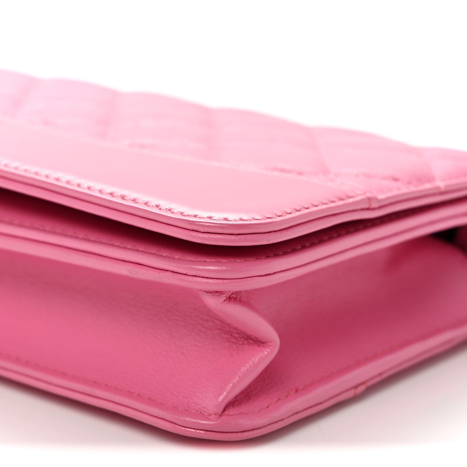 Aged Calfskin Quilted Gabrielle Wallet On Chain WOC Pink