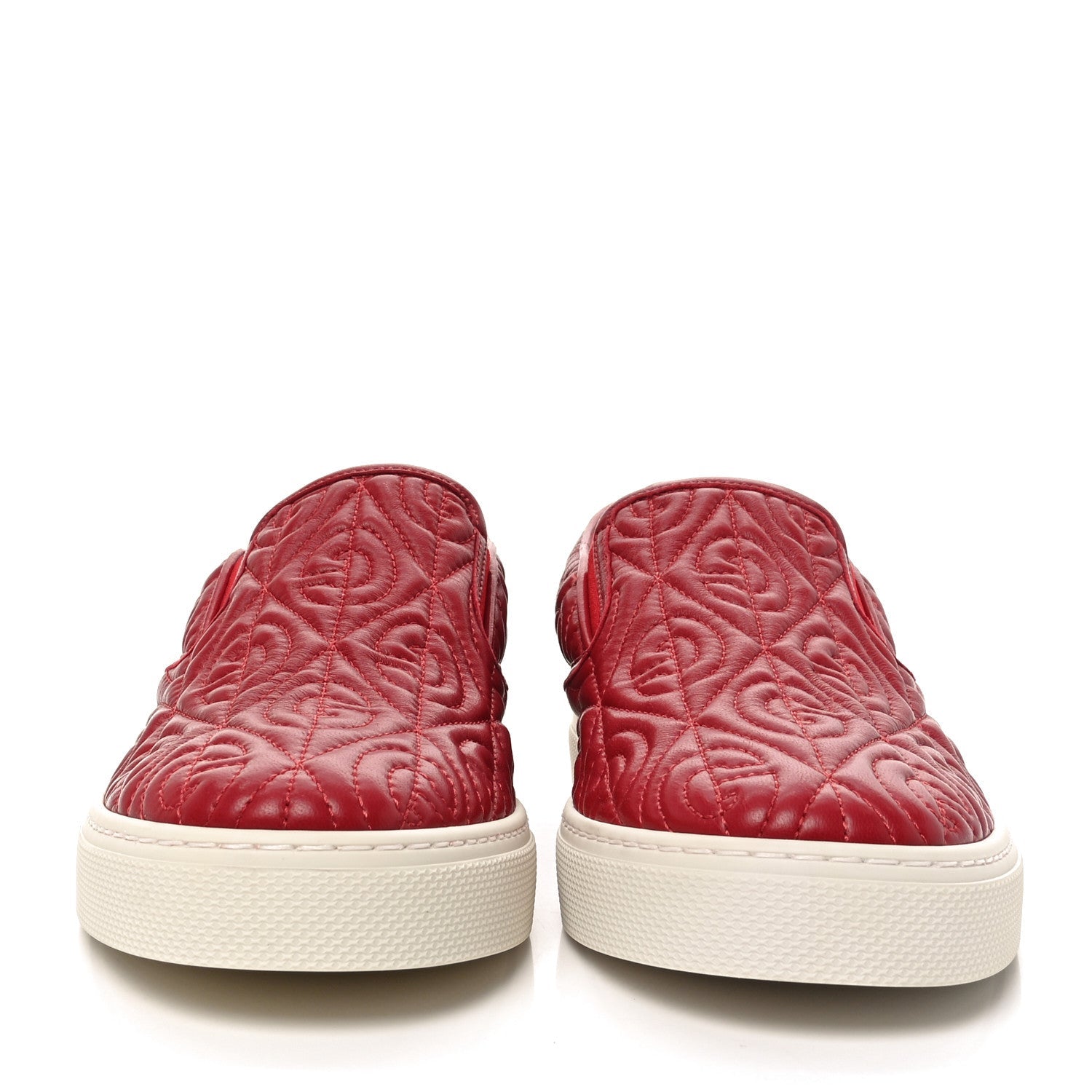 Nappa Web G Rhombus Quilted Mens Slip On Sneakers 7.5 Hibiscus Red Rosso