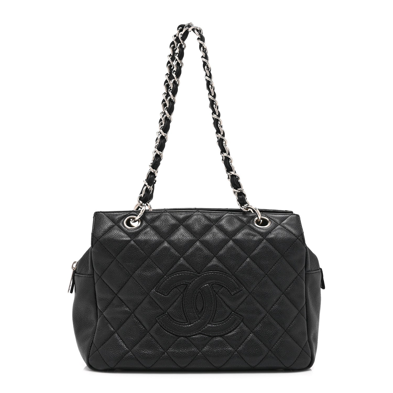 Caviar Quilted Petit Timeless Tote PTT Black