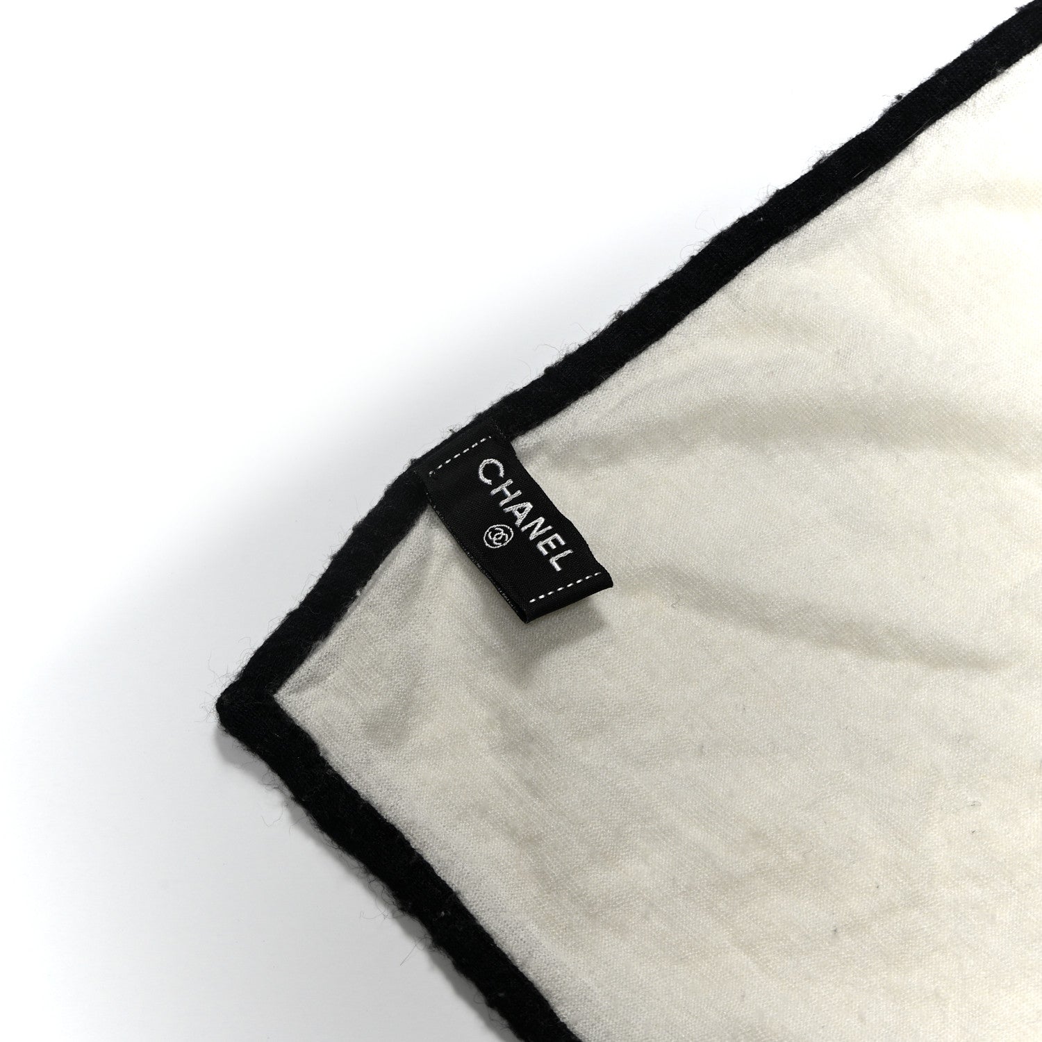 Cashmere Silk CC Stole Ivory Black