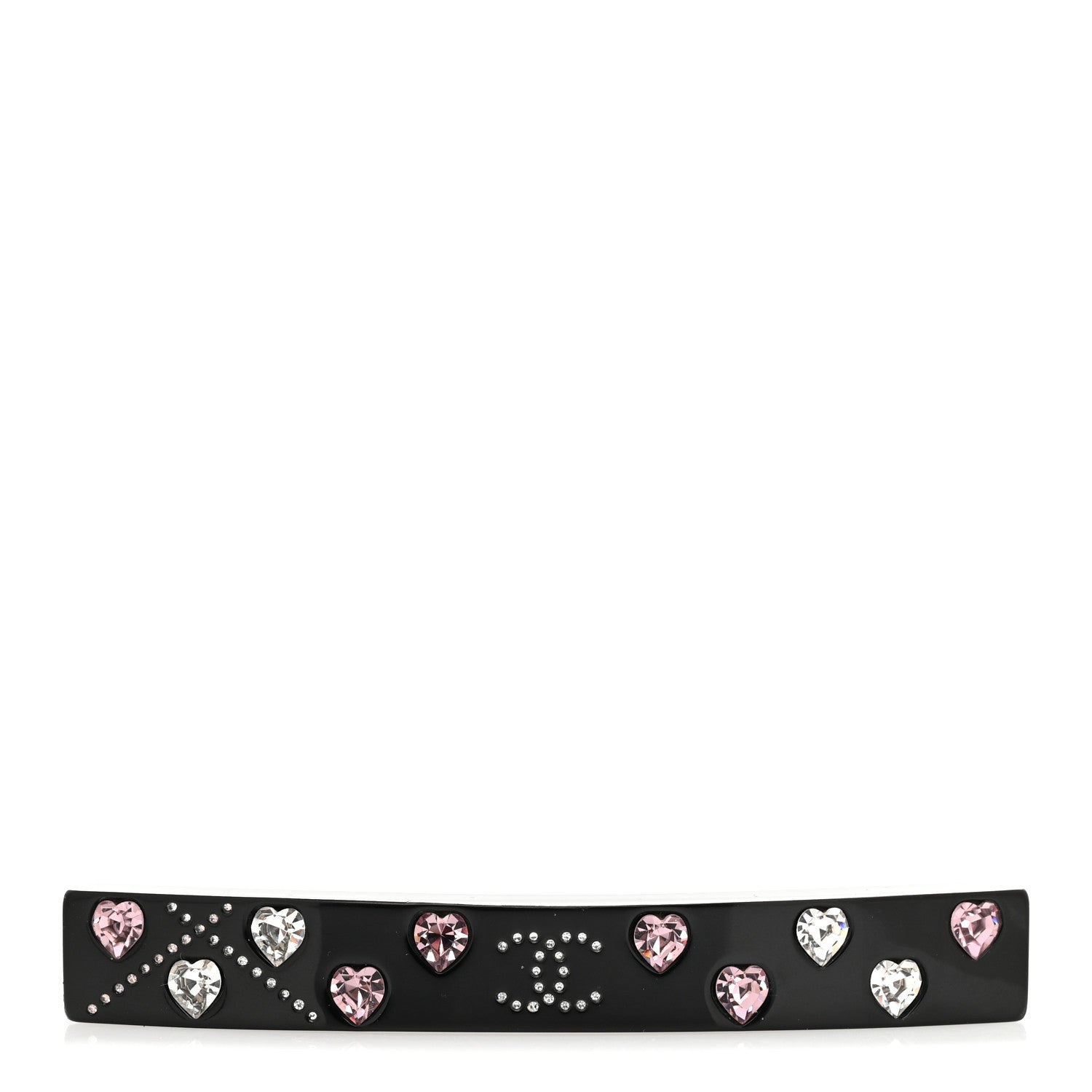 Resin Crystal CC Heart Hair Clip Barrette Black