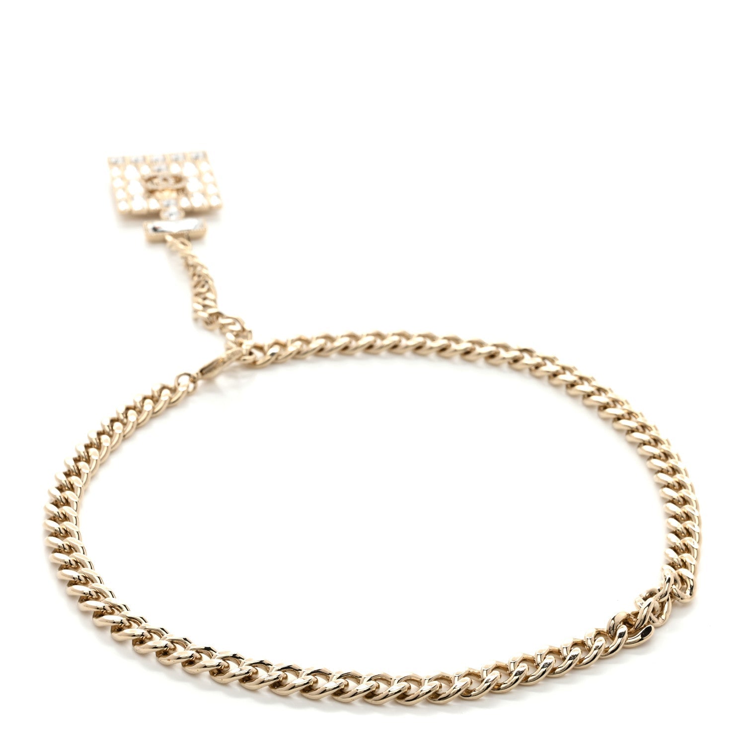 Metal Crystal CC Perfume Belt Gold