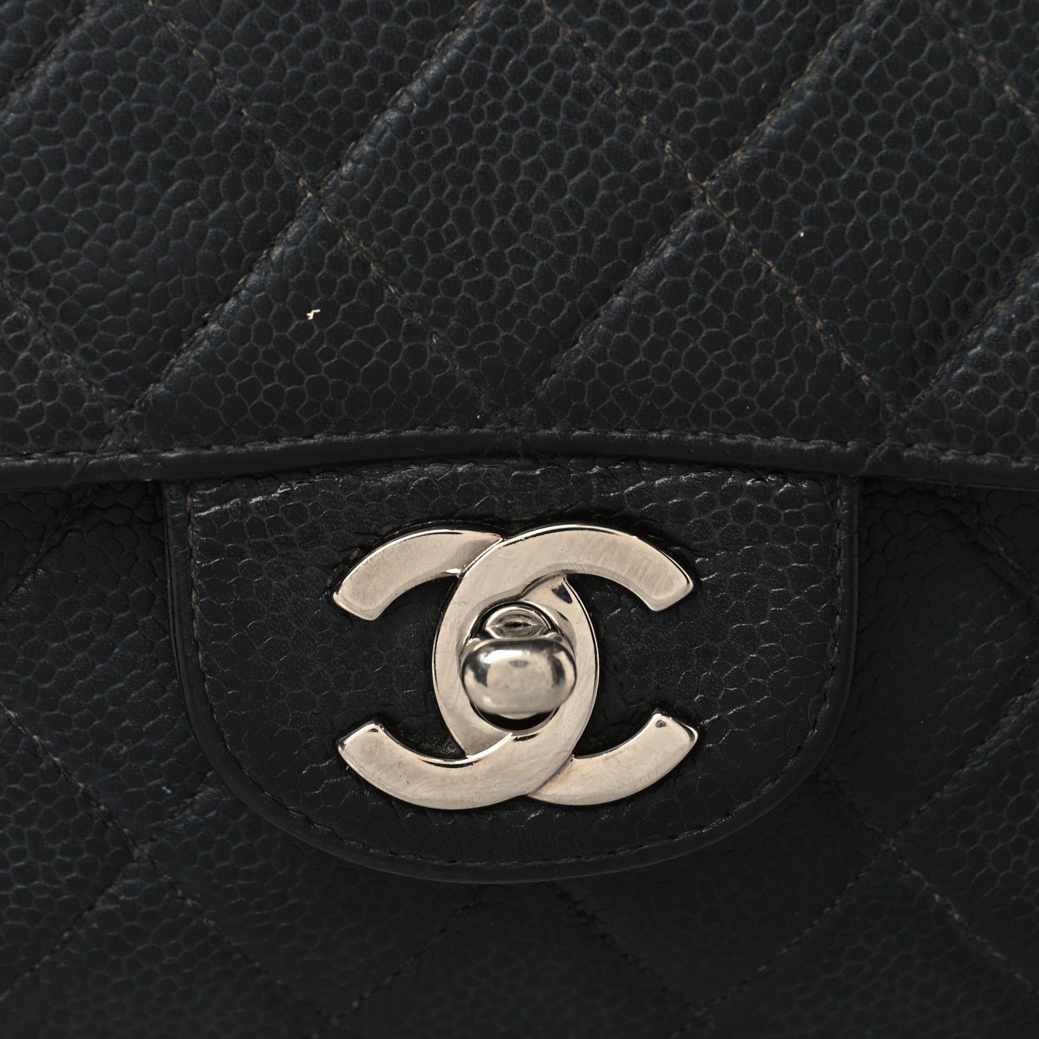 Caviar Quilted Small Double Flap Black