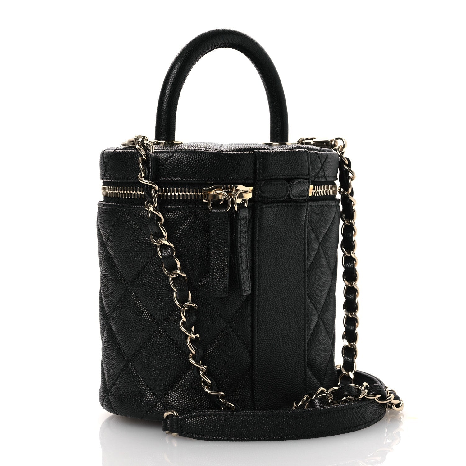 Caviar Quilted Top Handle Vanity Case Black