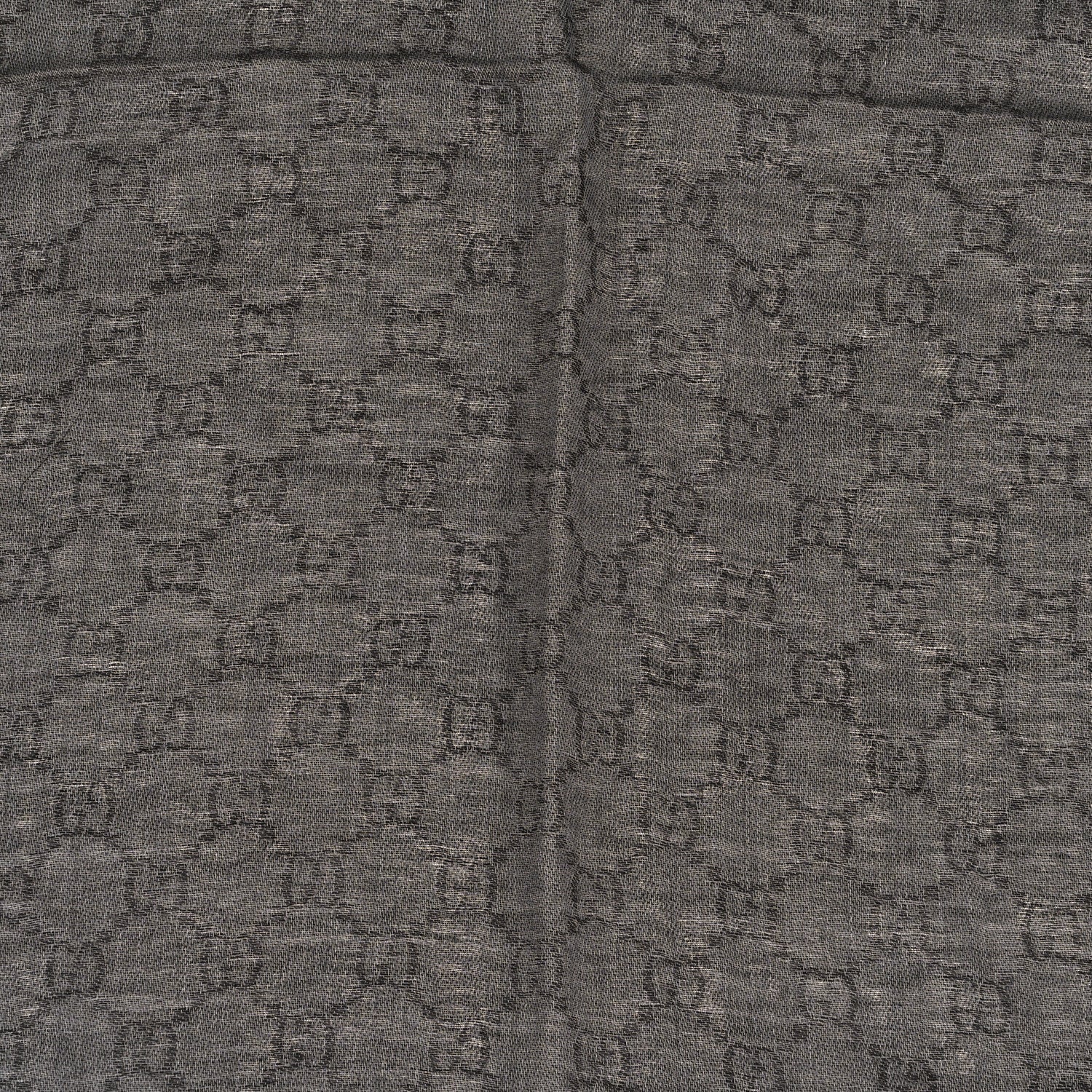 Wool Silk GG Monogram Diamante Plaid Surviee Shawl Graphite Black