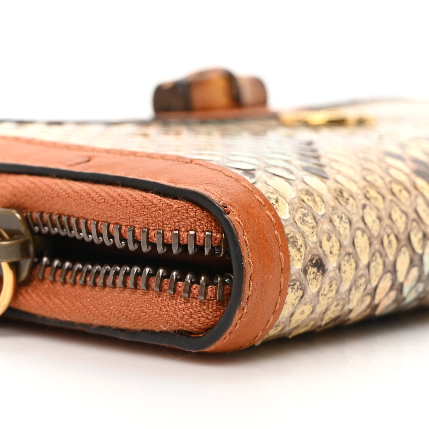 Snakeskin Ostrich Diana Continental Wallet Butter Ivory Paradise Cloud Natural Gold