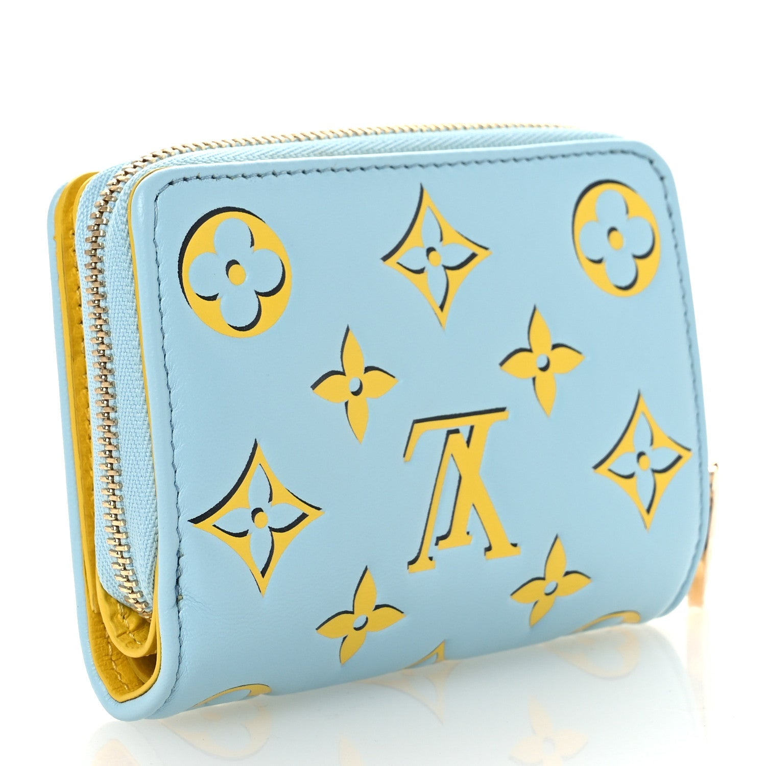Lambskin Embossed Monogram Lou Coussin Wallet Blue Yellow