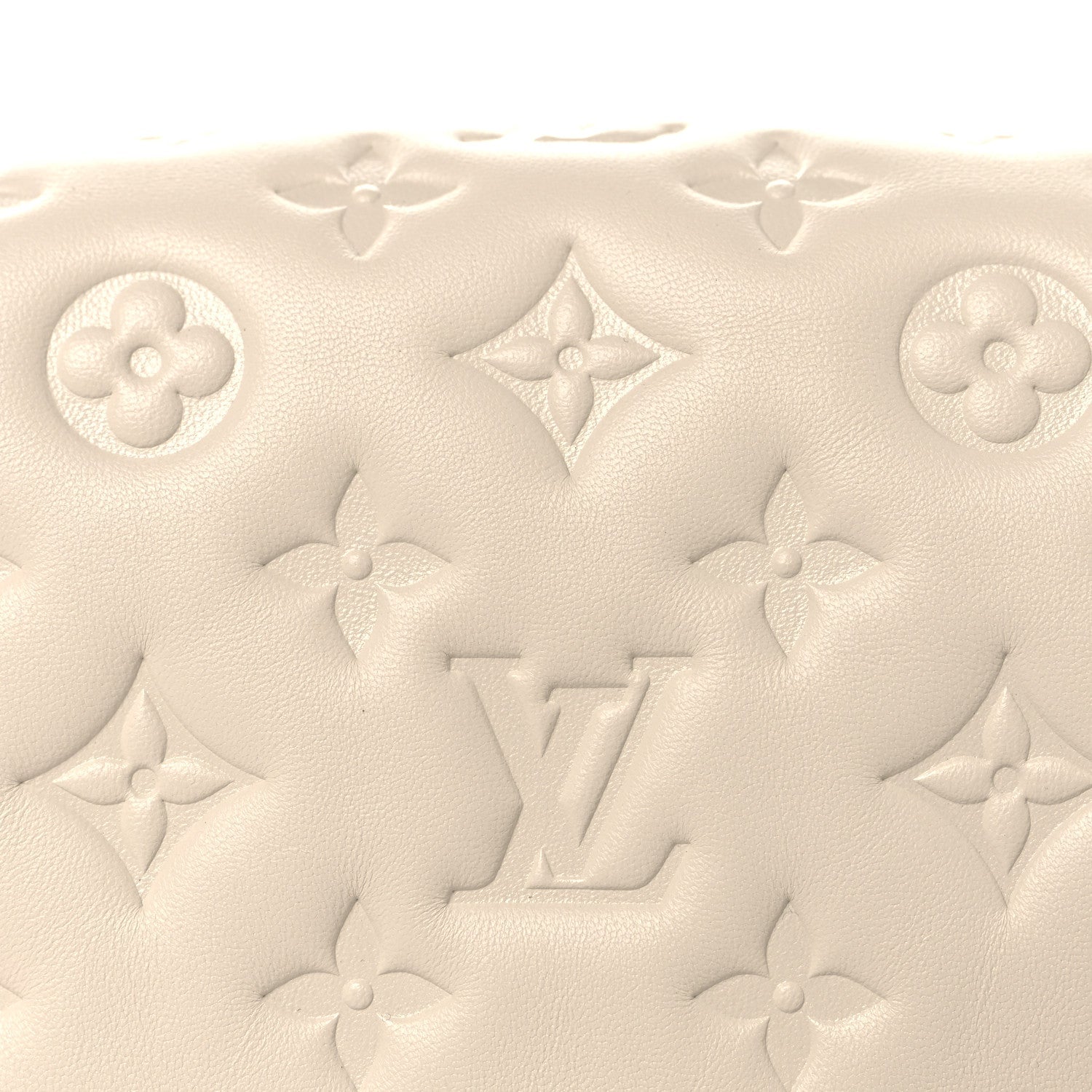 Lambskin Embossed Monogram Pochette Coussin Crossbody Creme