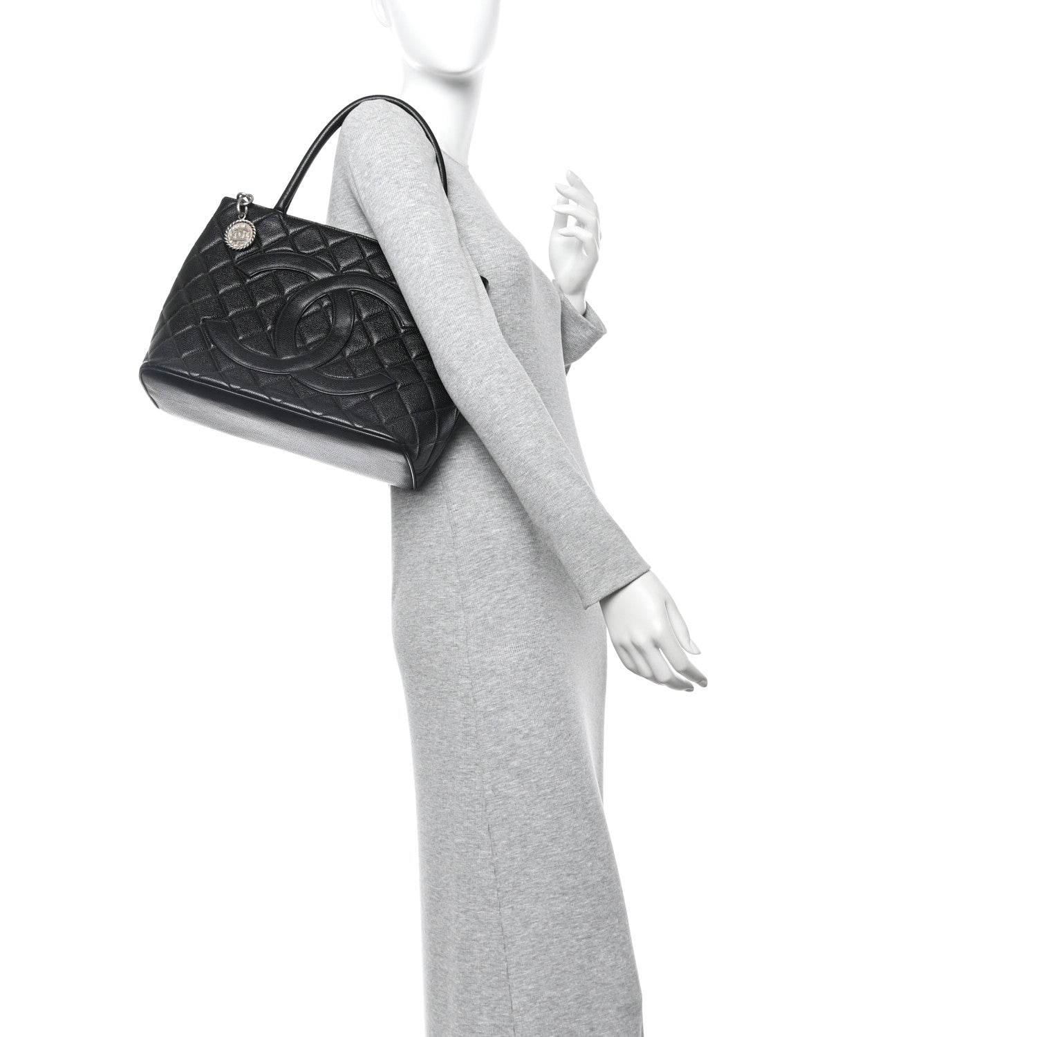 Caviar Quilted Medallion Tote Black