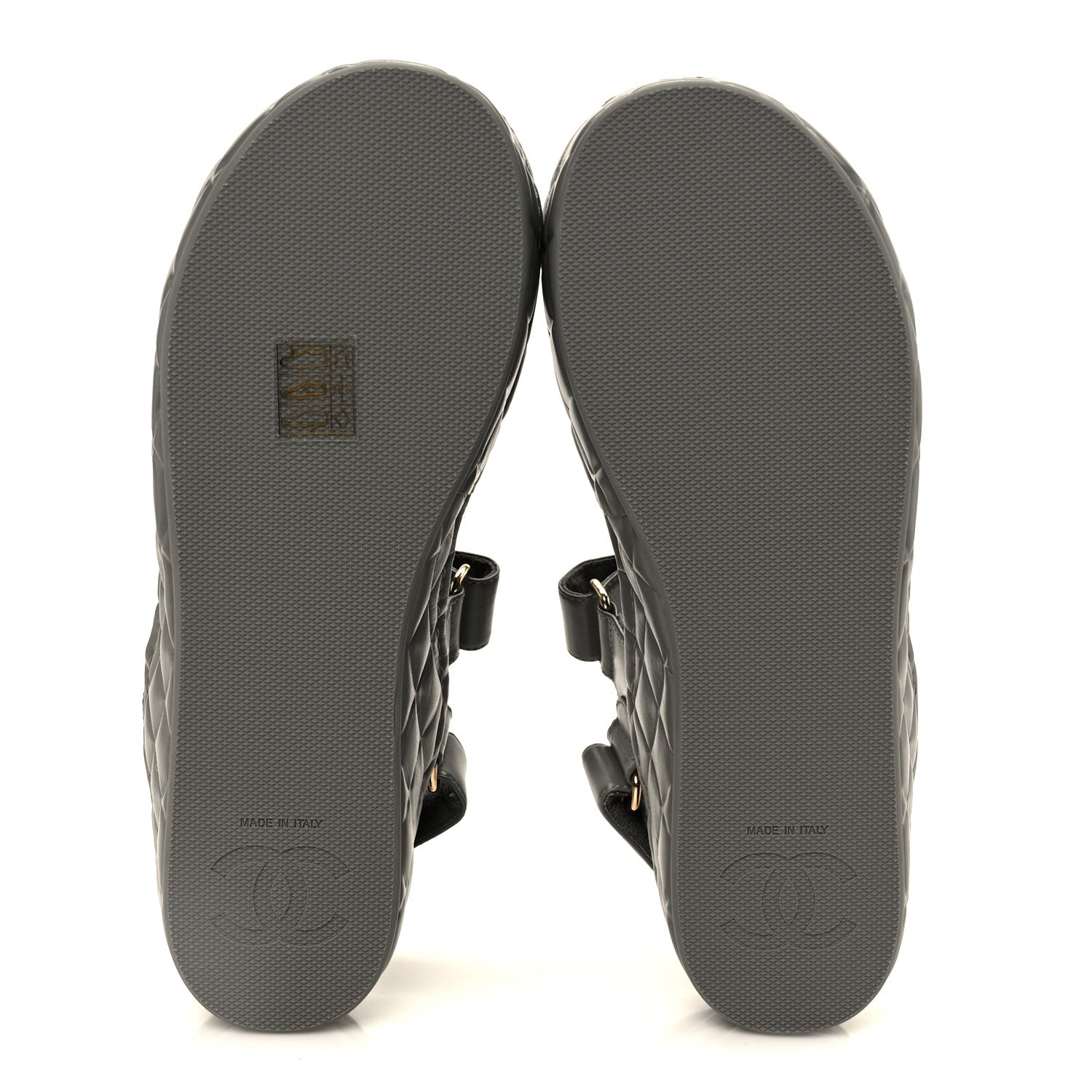 Shiny Calfskin Logo Platform Sandals 36 Grey
