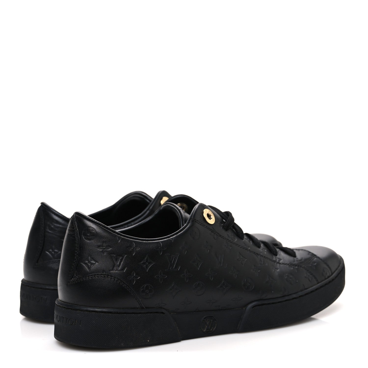 Calfskin Embossed Monogram Mens Luxembourg Sneakers 36 Black