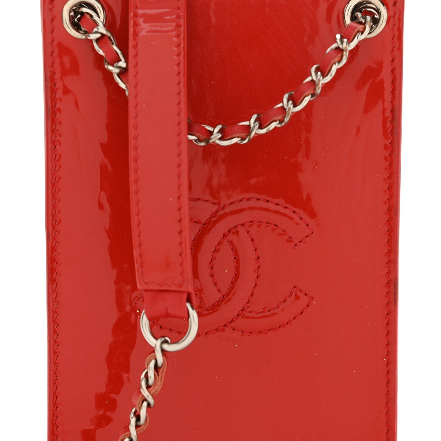 Patent Crossbody CC Phone Holder Red