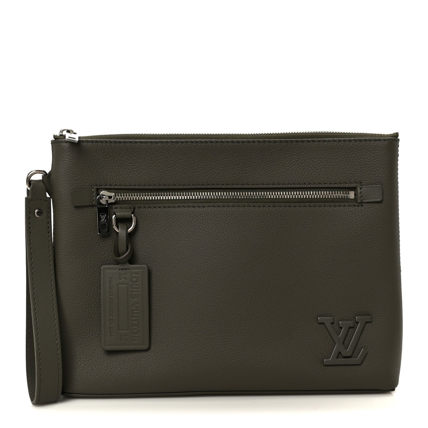 Grained Calfskin Aerogram Takeoff Pouch Grey